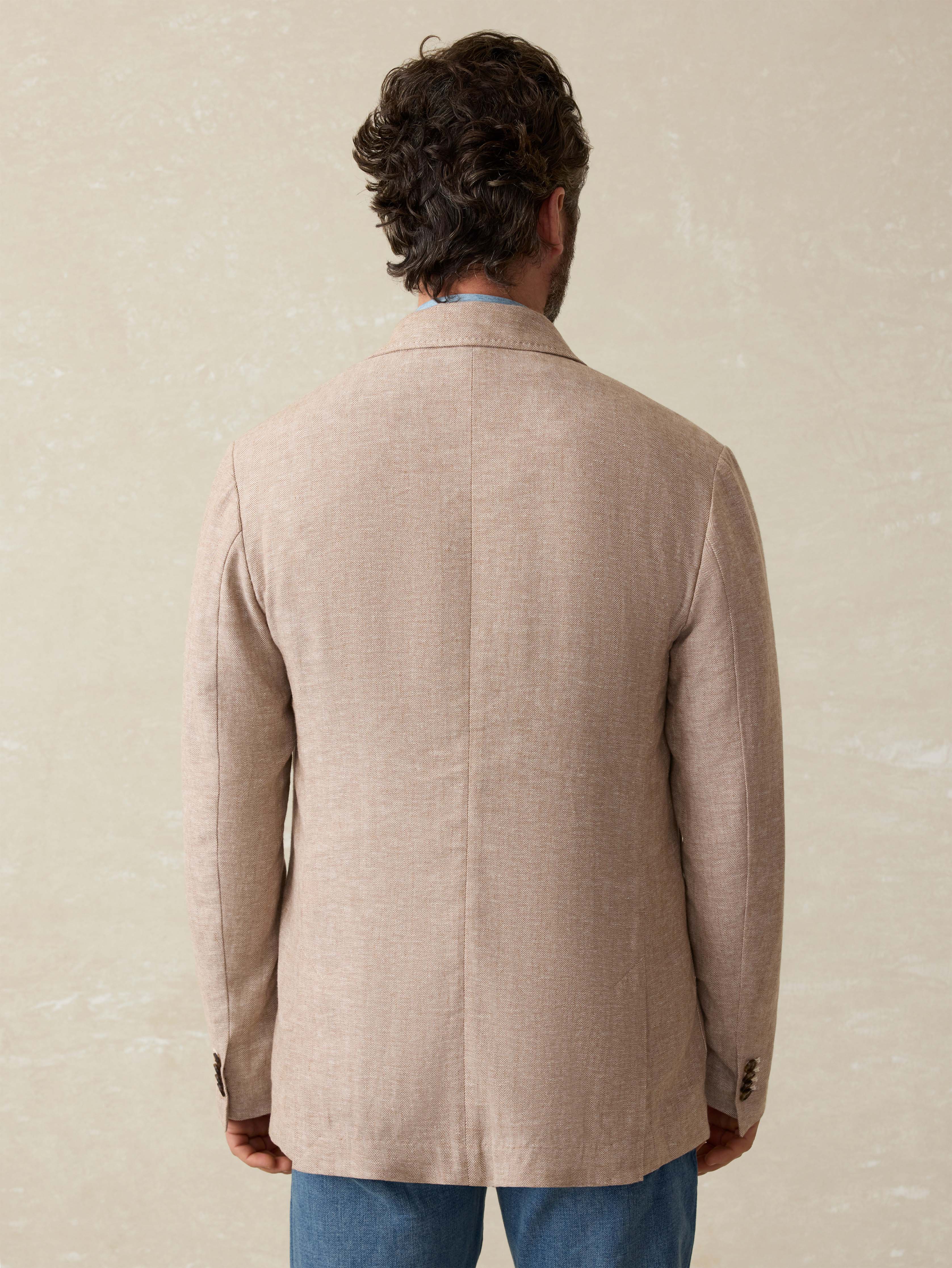 Movement™ Linen Blazer - Wolf Sands Herringbone