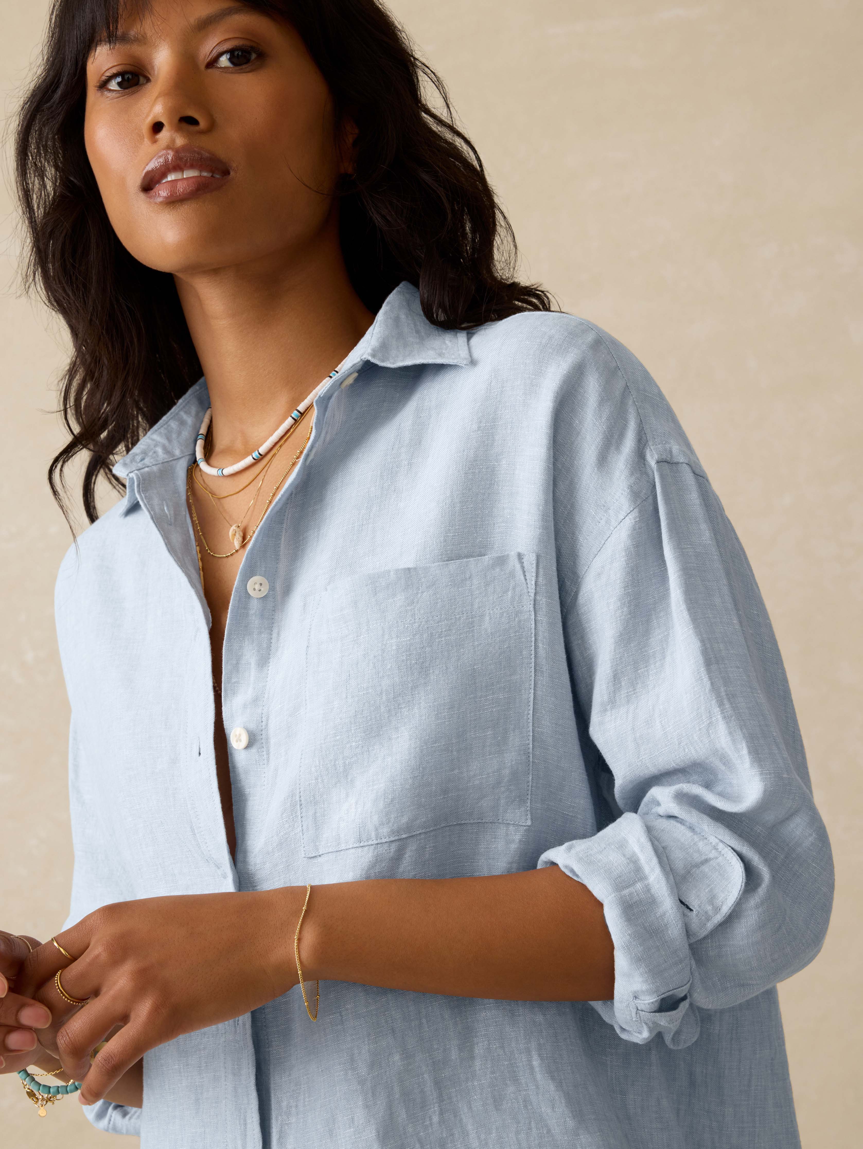 Laguna Linen Relaxed Shirt - Blue Fog