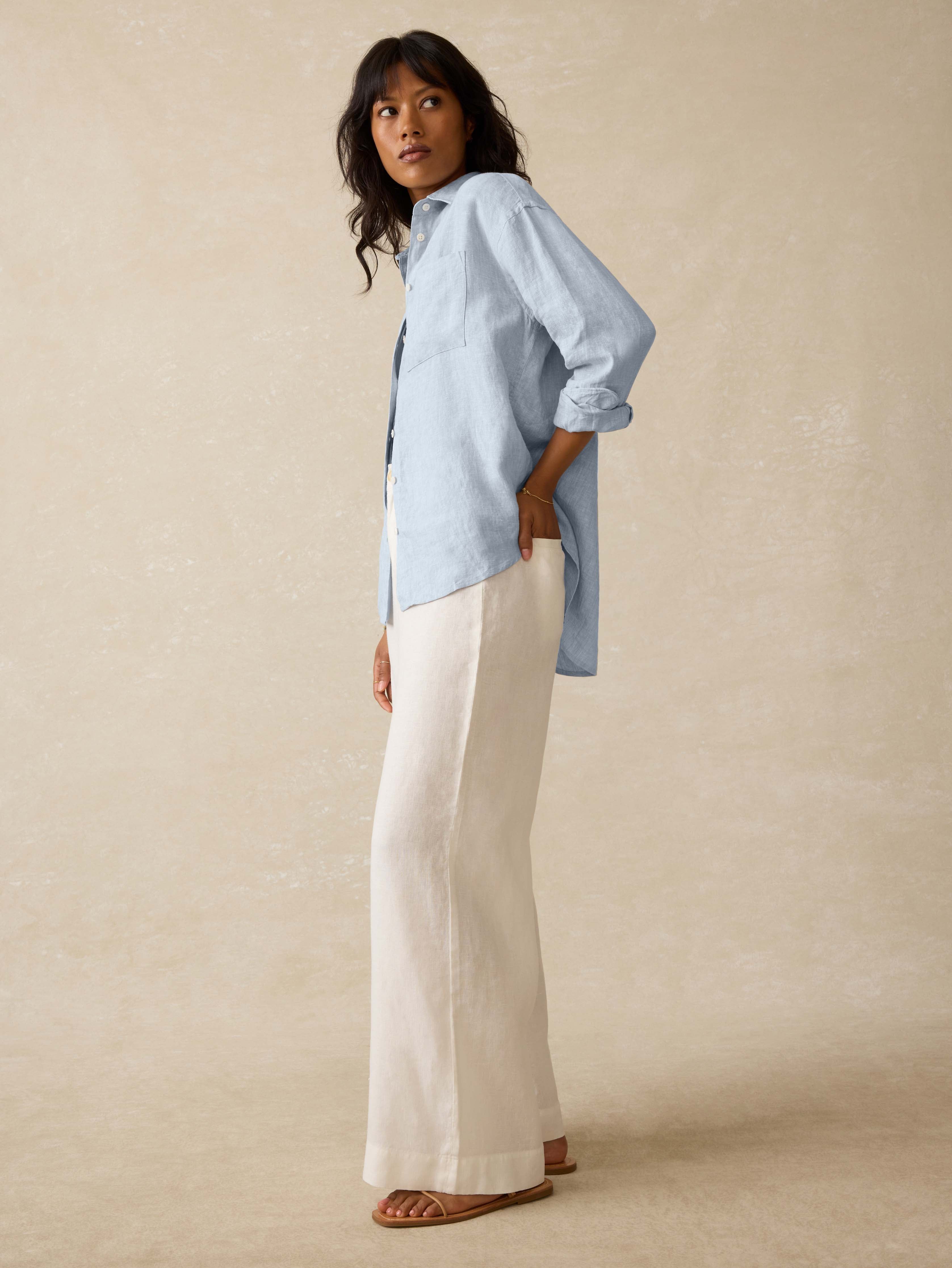 Laguna Linen Relaxed Shirt - Blue Fog