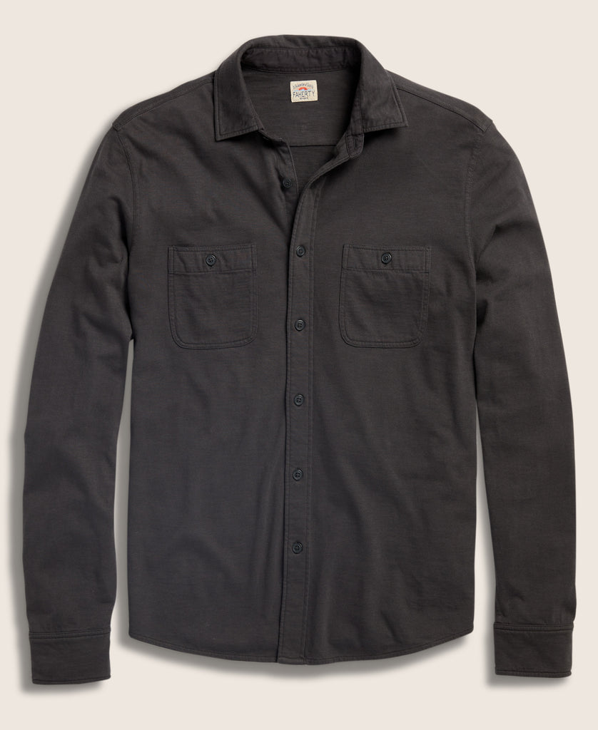 Men's Soft Wash Knit Long Sleeve Button-Up Shirt