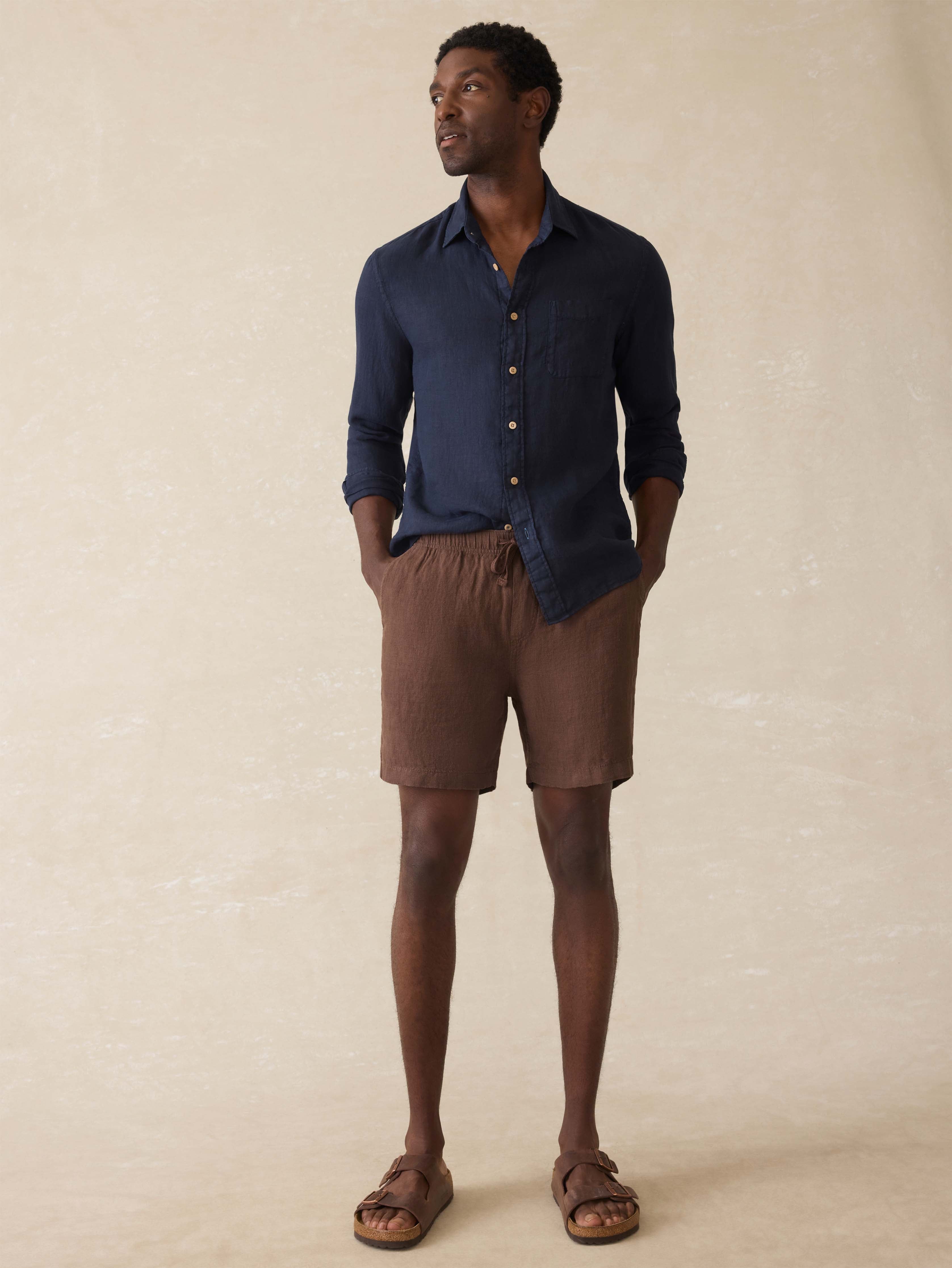 Essential Linen Short (6.5" Inseam) - Island Brown