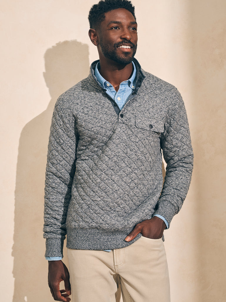 Epic Quilted Fleece Pullover - Carbon Melange | Faherty Brand