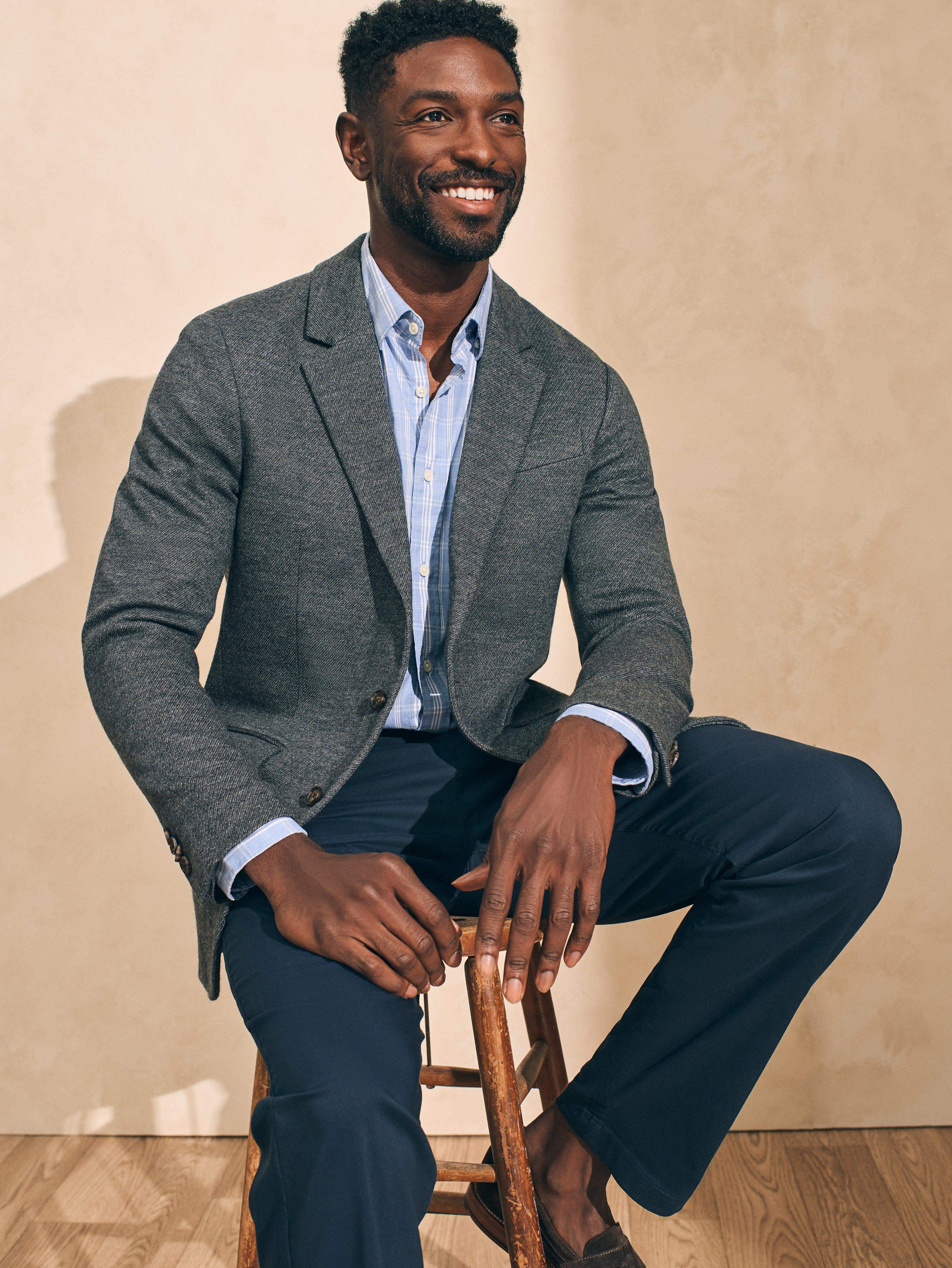 Reserve Twill Knit Blazer - Grey Marl Twill