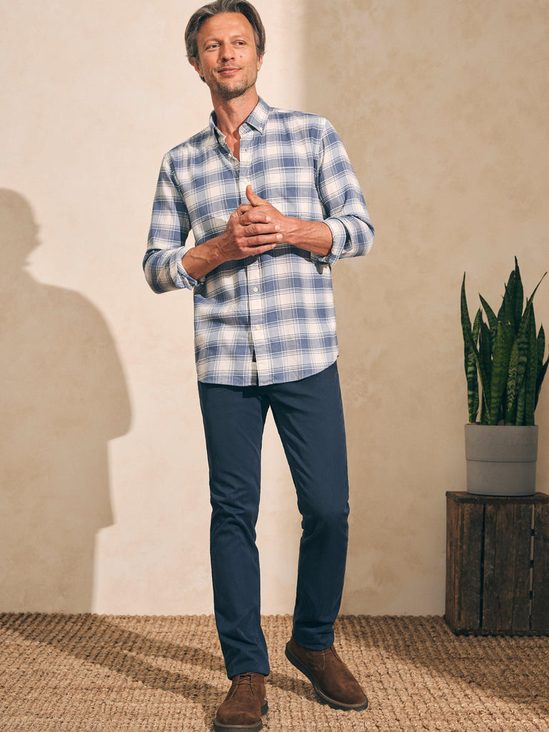 Men's Forever Flannel Shirt in Navy & Cream Plaid - Thursday