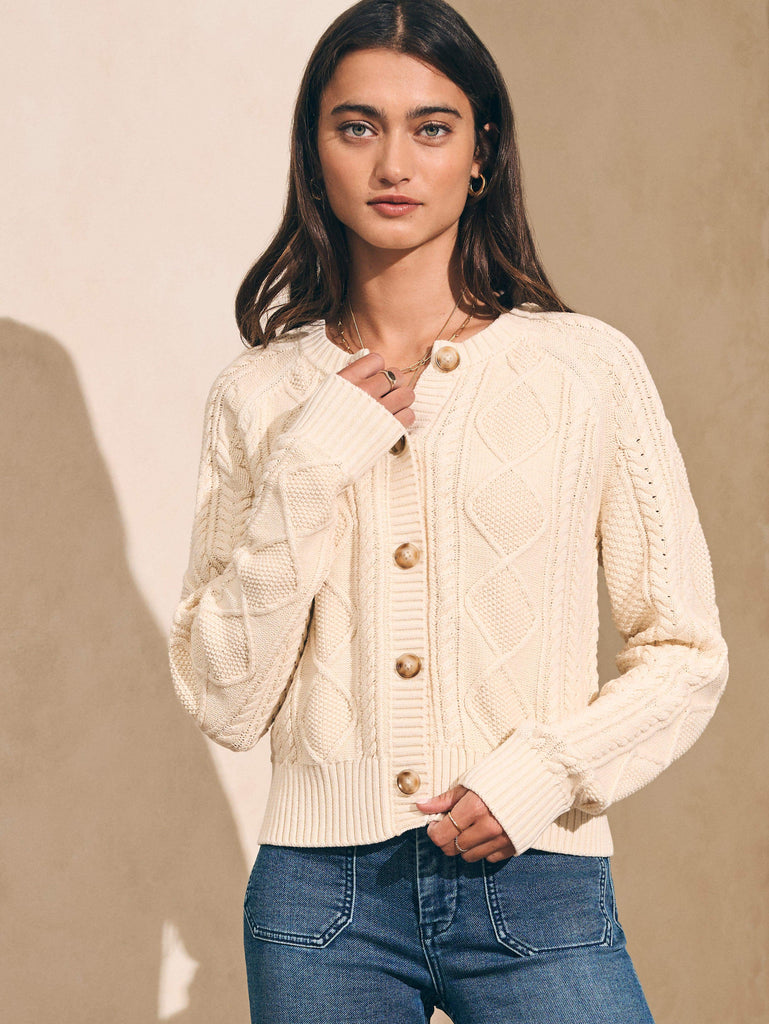 Sunwashed Cable Cardigan - Turtle Dove | Faherty Brand