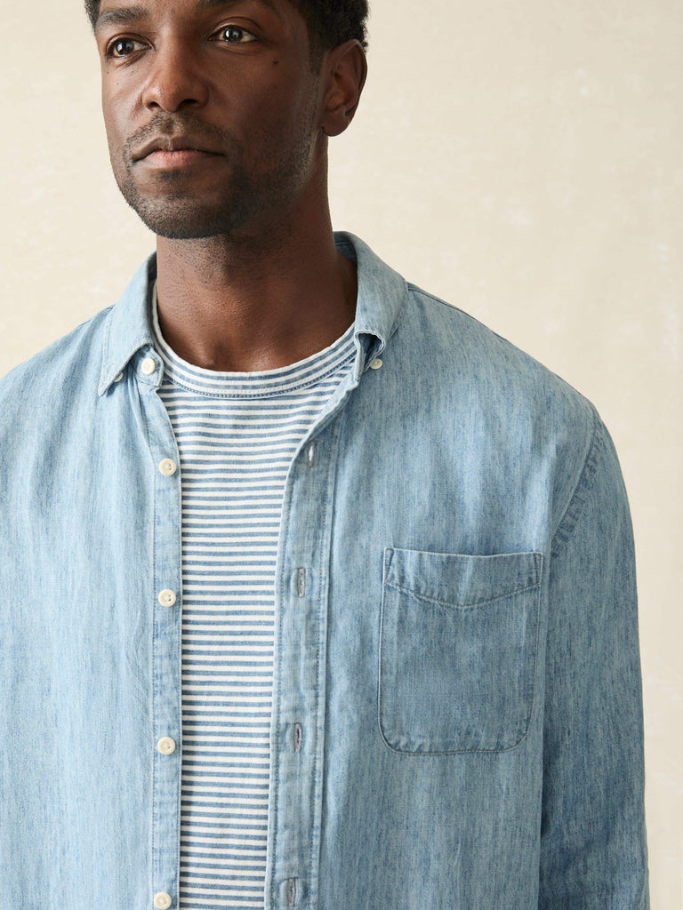 Tried True Chambray Shirt Vintage Indigo Faherty Brand