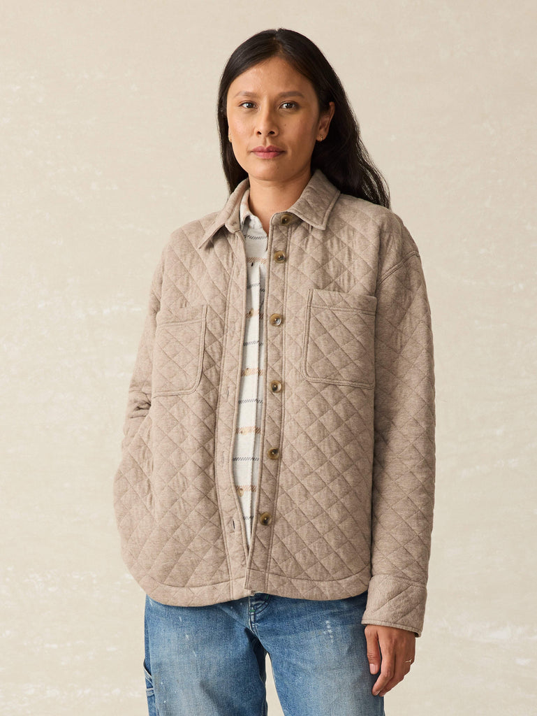 Epic Quilted Fleece Shirt Jacket Mink Heather Faherty Brand