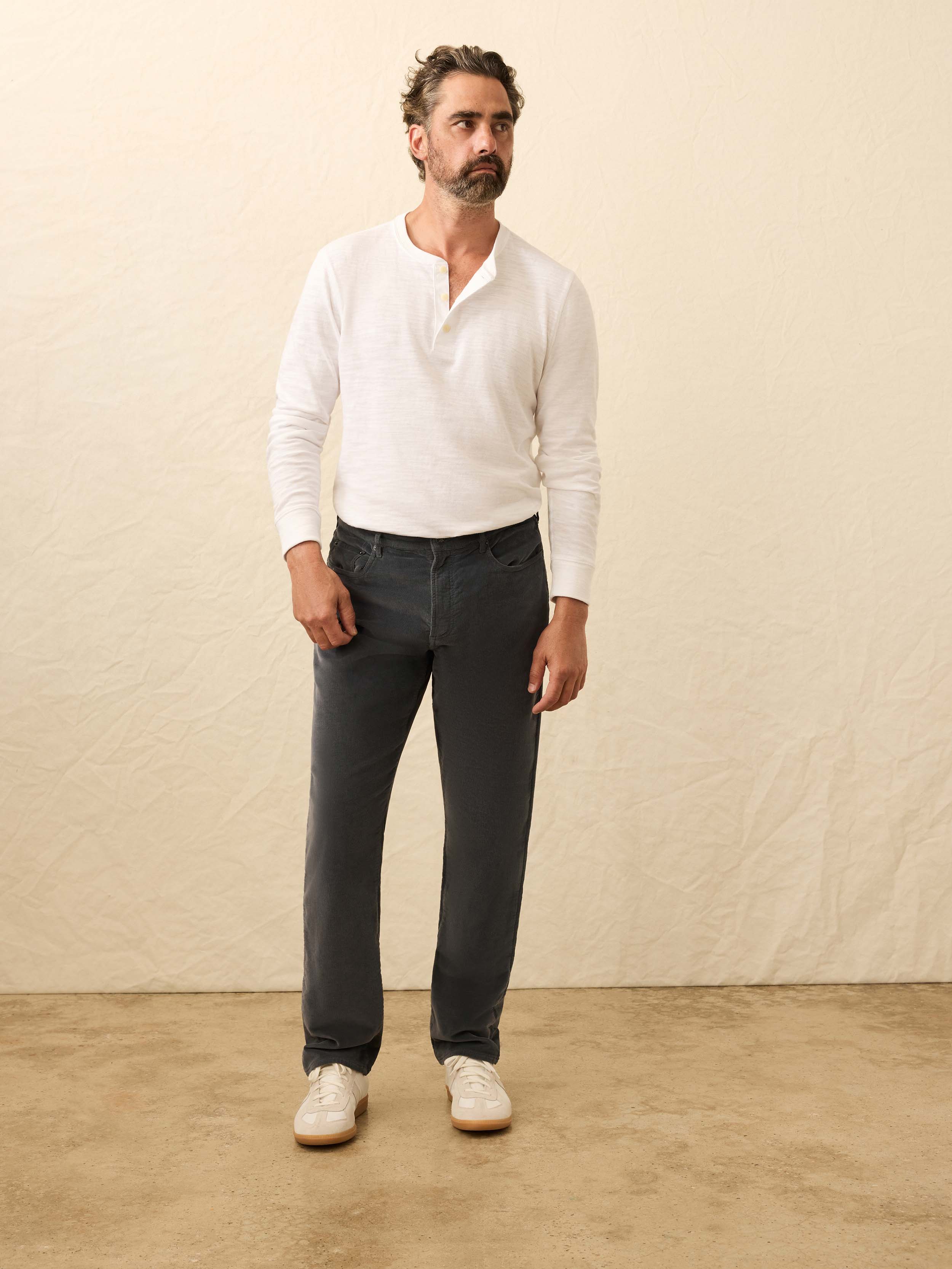 Stretch Terry Corduroy 5 Pocket - Steel River