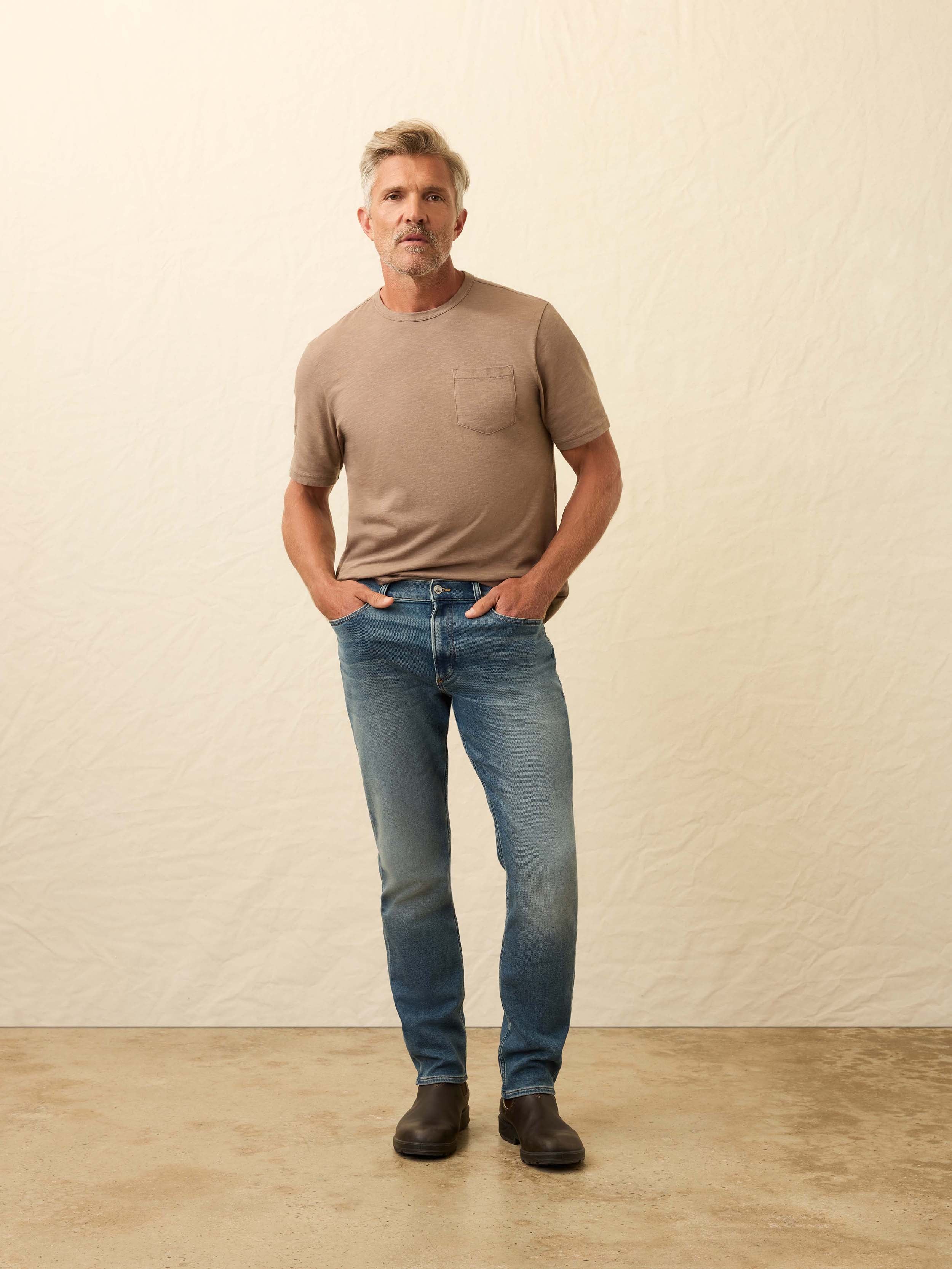 Stretch Terry Indigo 5-Pocket - Indigo Ocean Wash