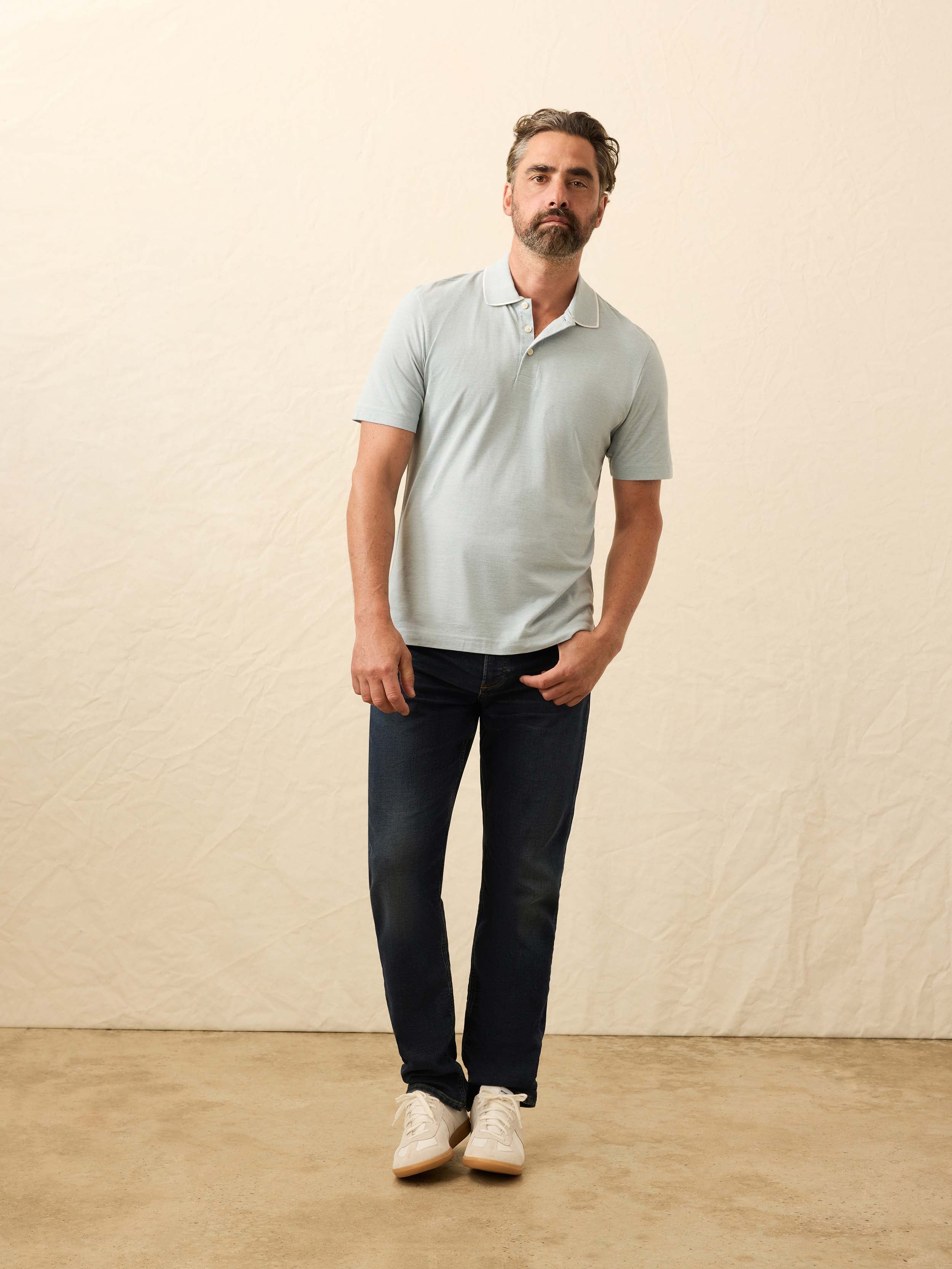 Short Sleeve Movement Pique Polo - Huron Blue Melange