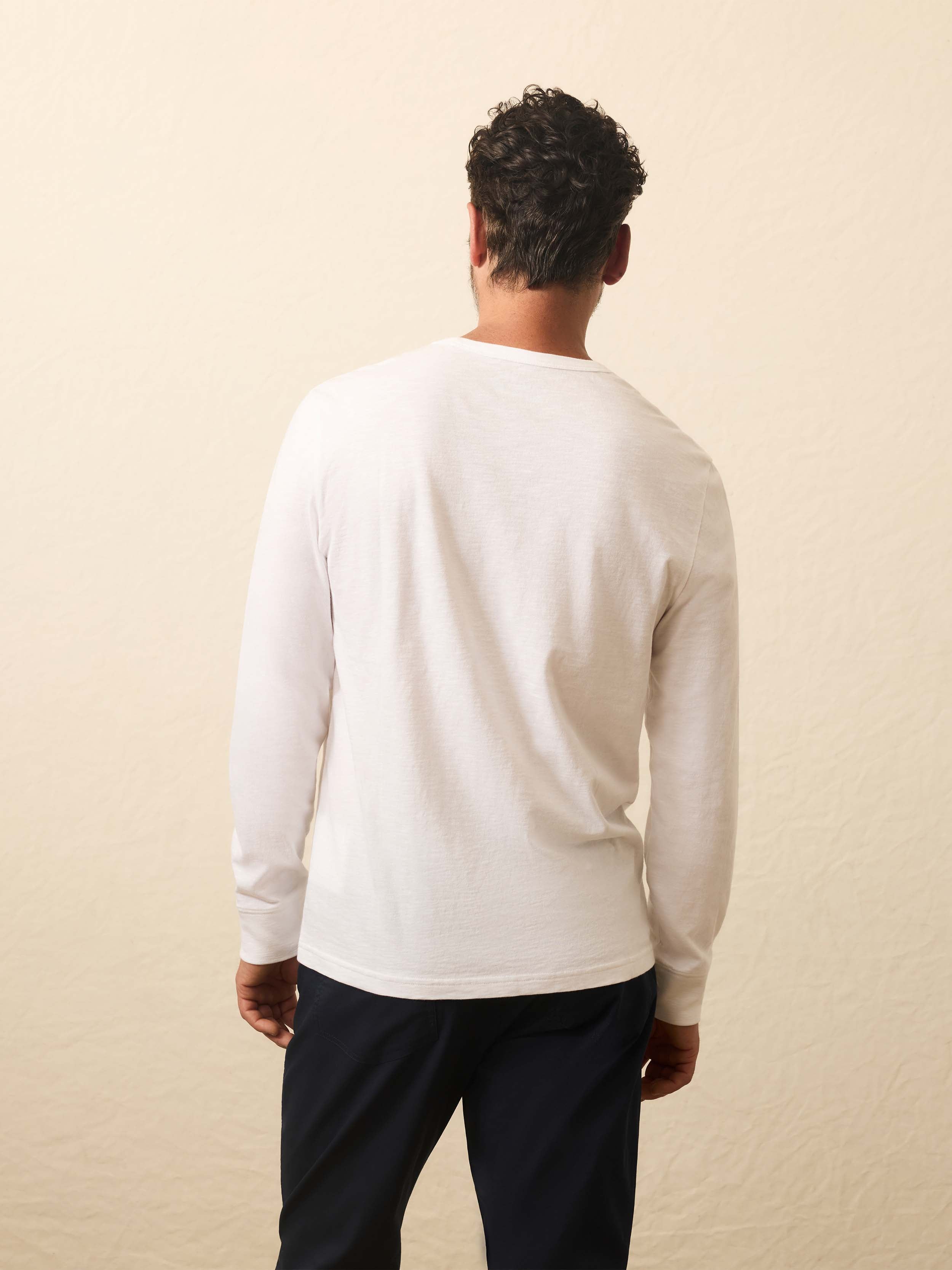 Longs-Sleeve Sunwashed Graphic Tee - White
