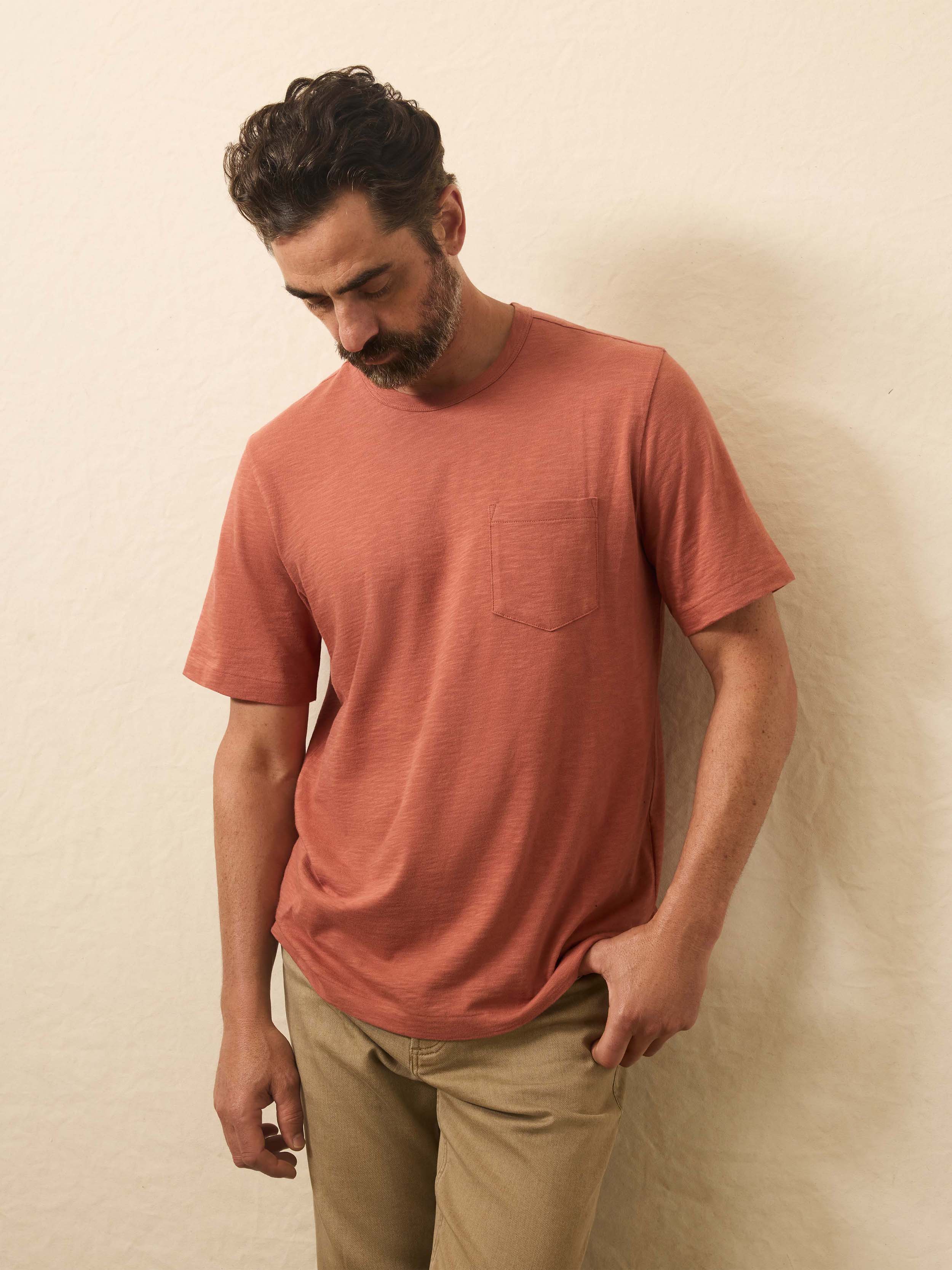 Sunwashed Regenerative Pocket Tee - Dusty Sienna
