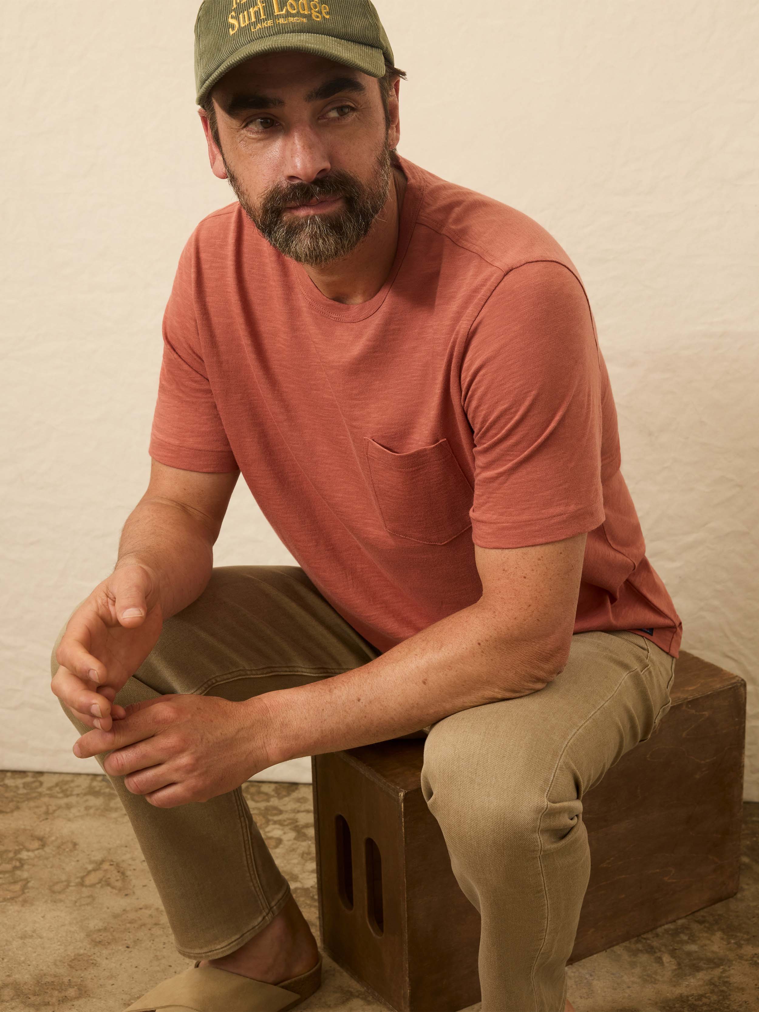 Sunwashed Regenerative Pocket Tee - Dusty Sienna