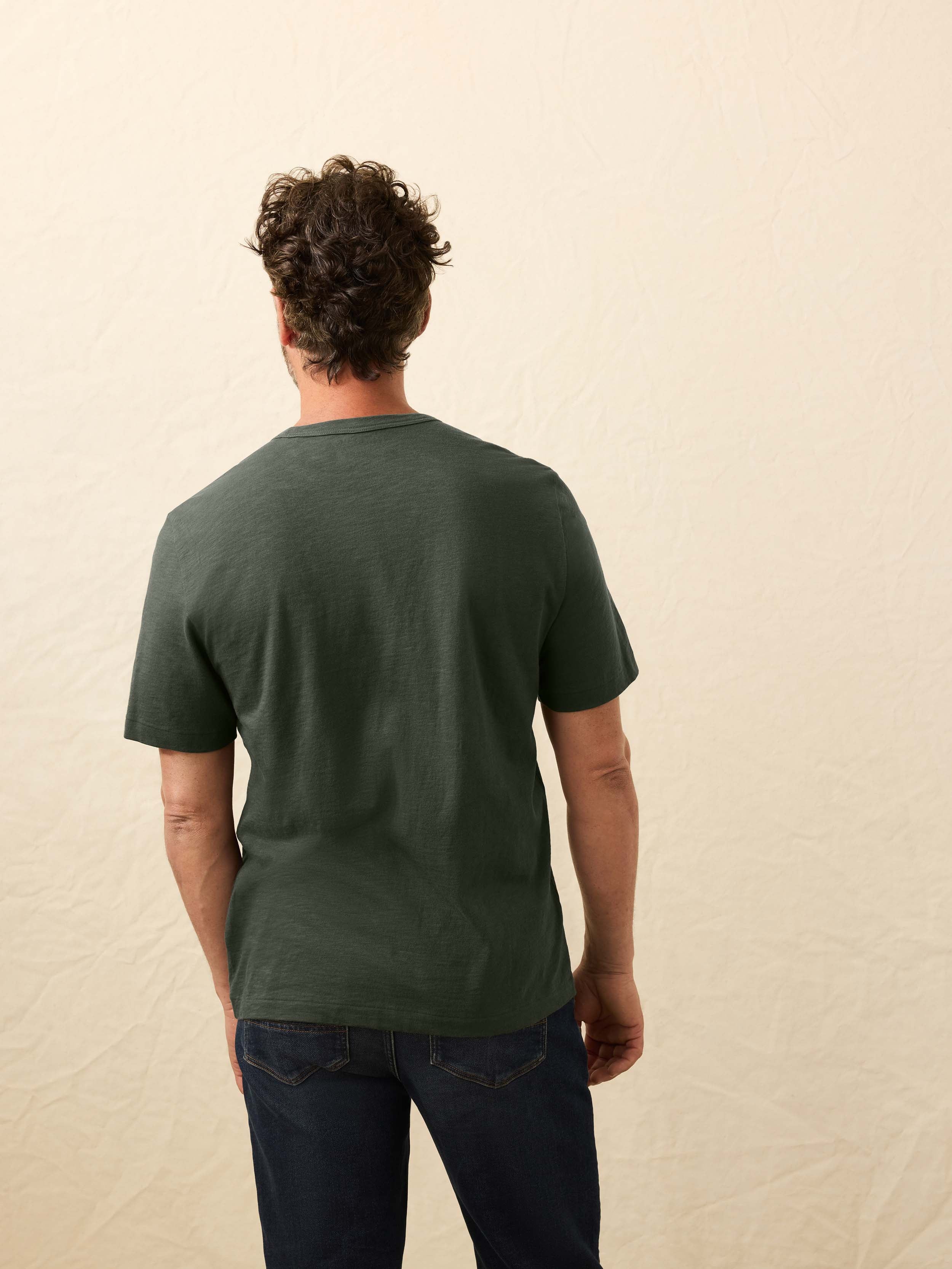 Sunwashed Regenerative Pocket Tee - Fall Evergreen