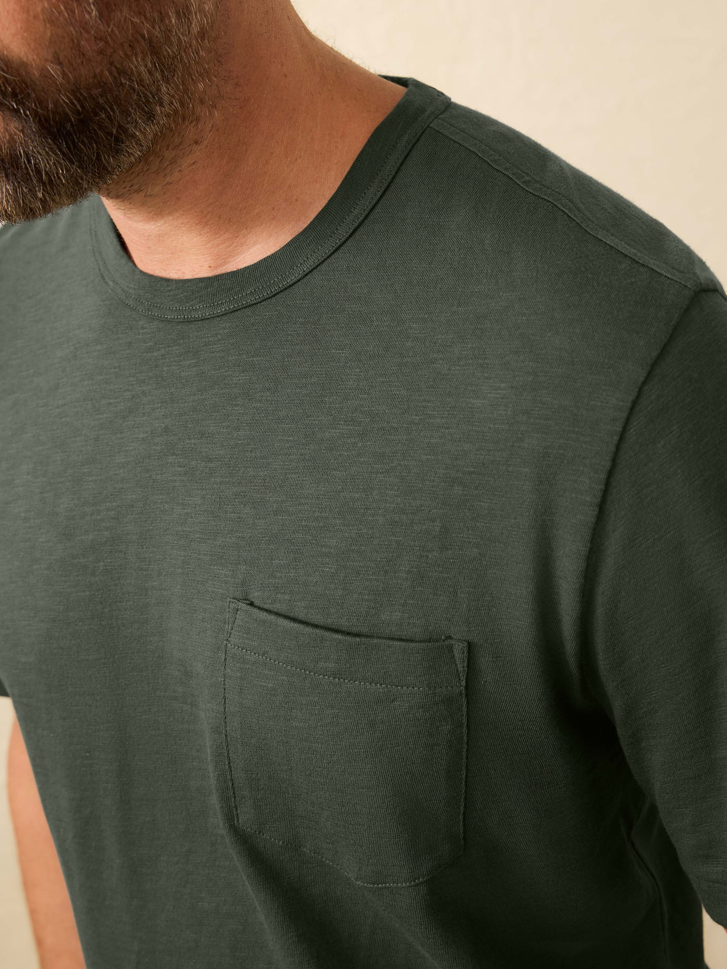 Sunwashed Regenerative Pocket Tee - Fall Evergreen