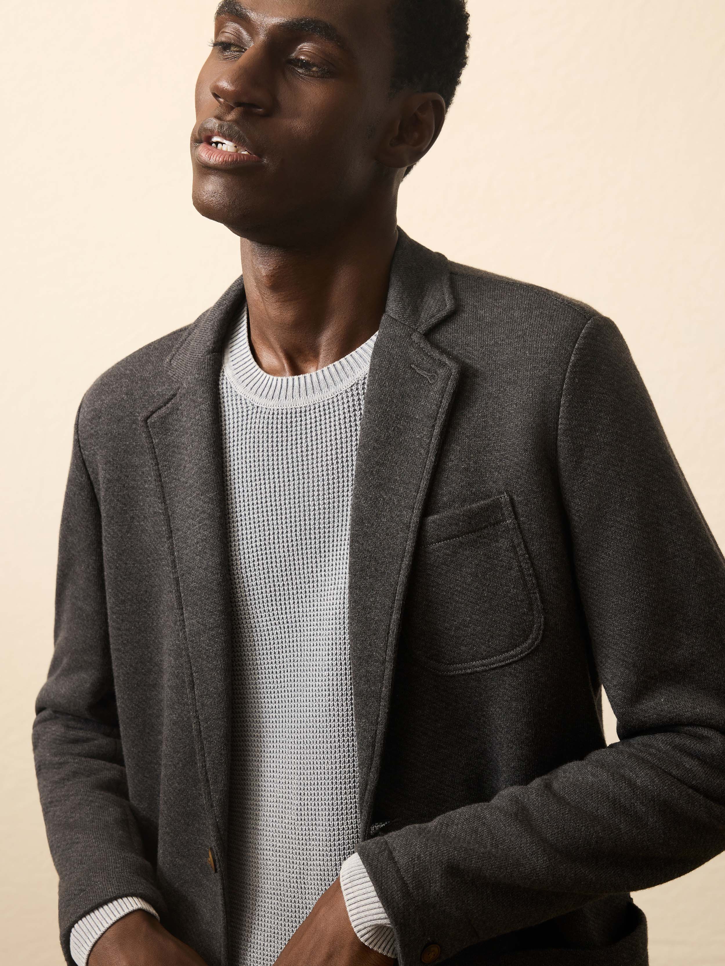 Inlet Knit Blazer - Black Sky Melange
