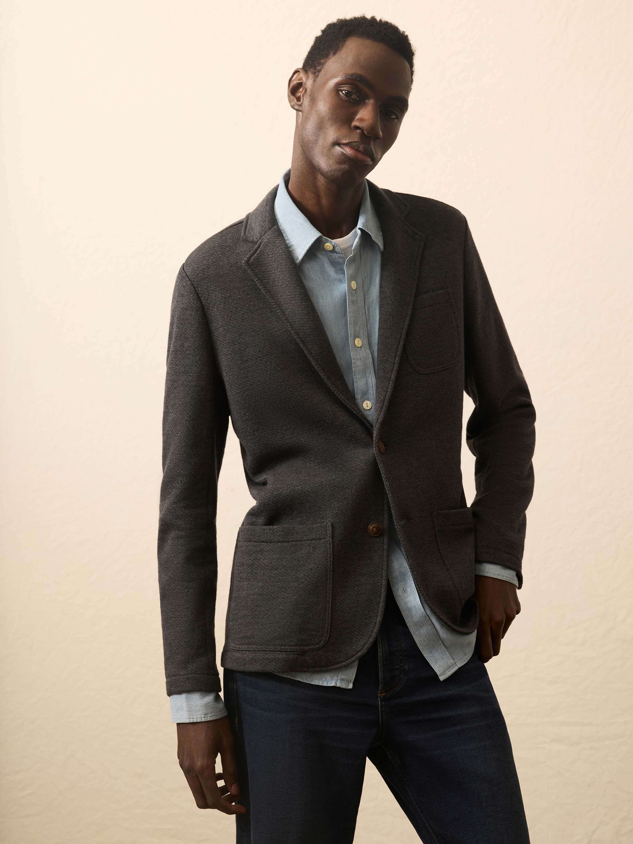 Inlet Knit Blazer - Black Sky Melange
