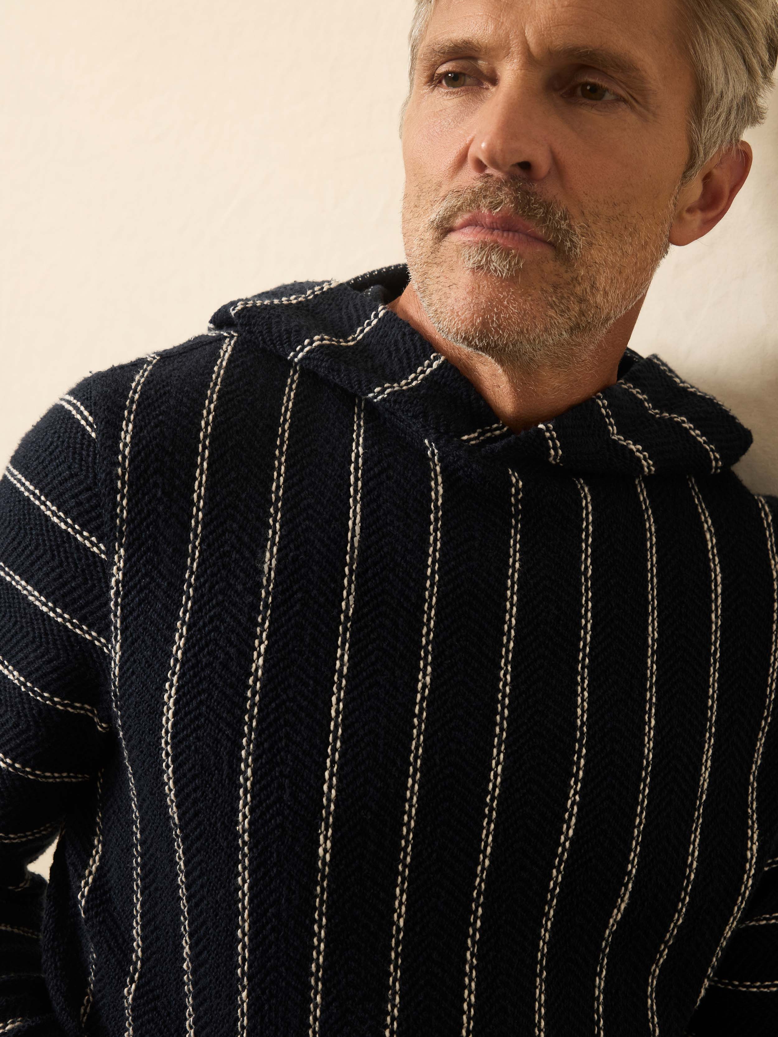 Whitewater Hoodie - Navy Point Stripe
