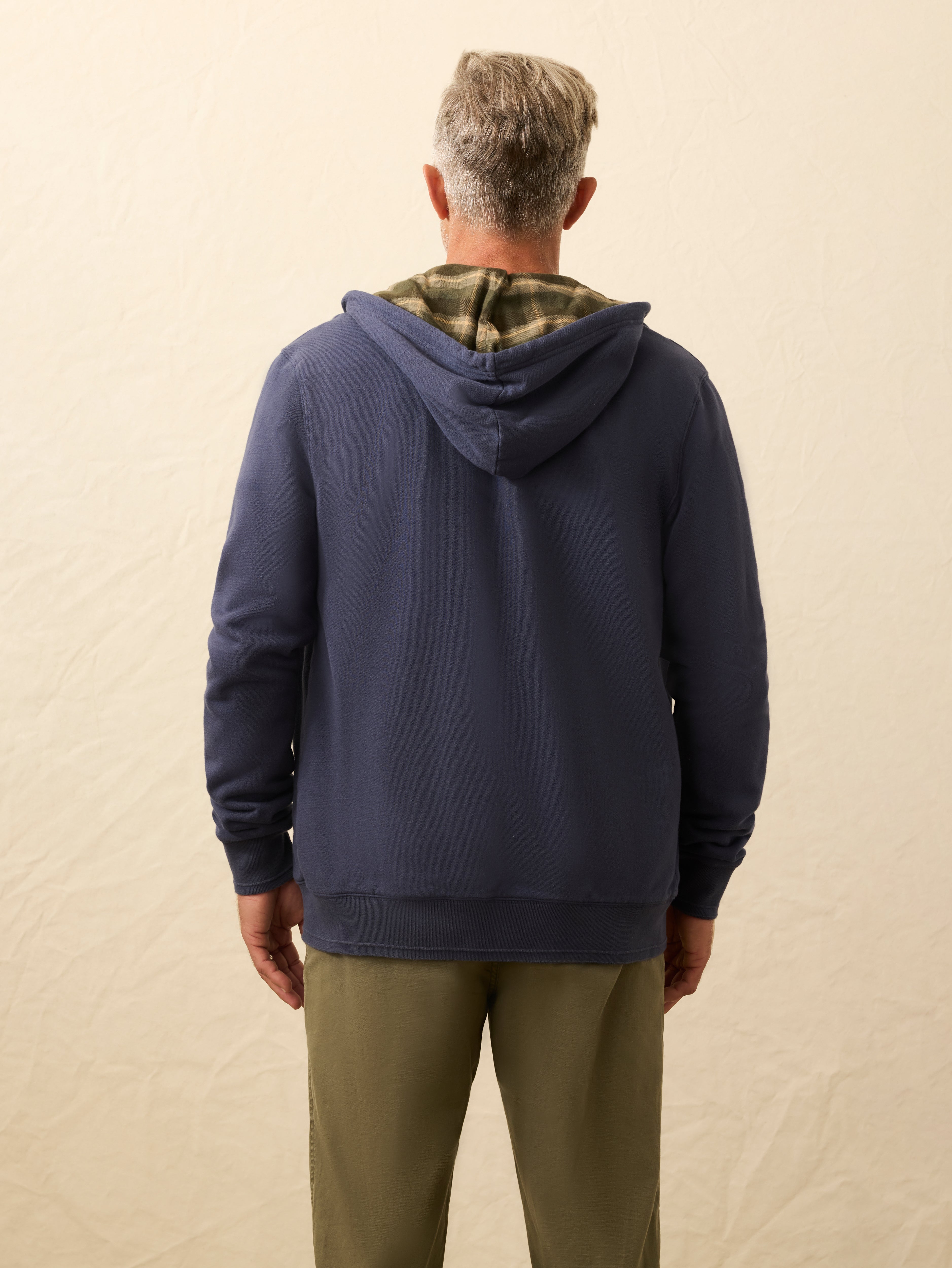 Flannel Lined Full Zip Hoodie - Dark Ocean