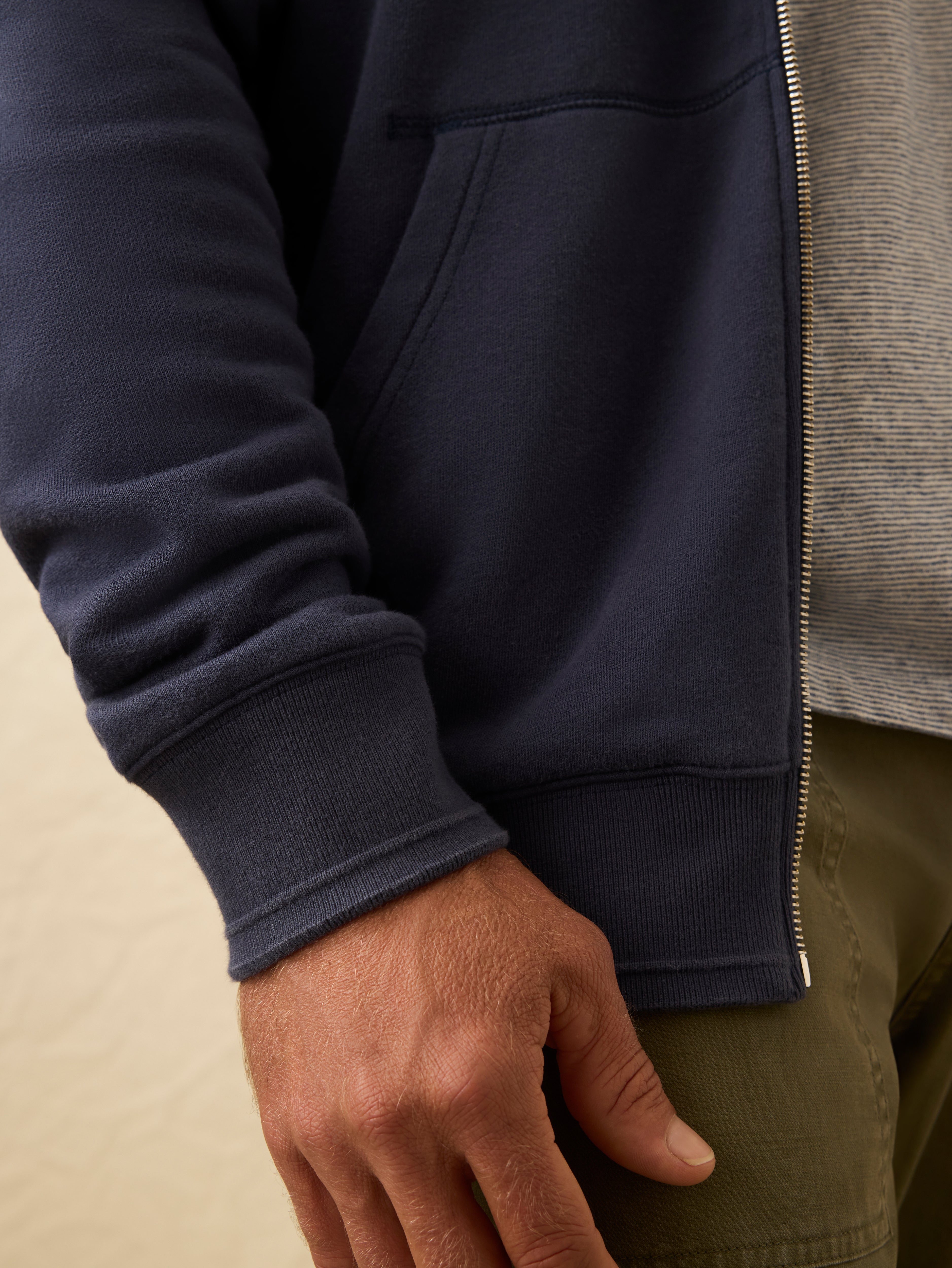 Flannel Lined Full Zip Hoodie - Dark Ocean
