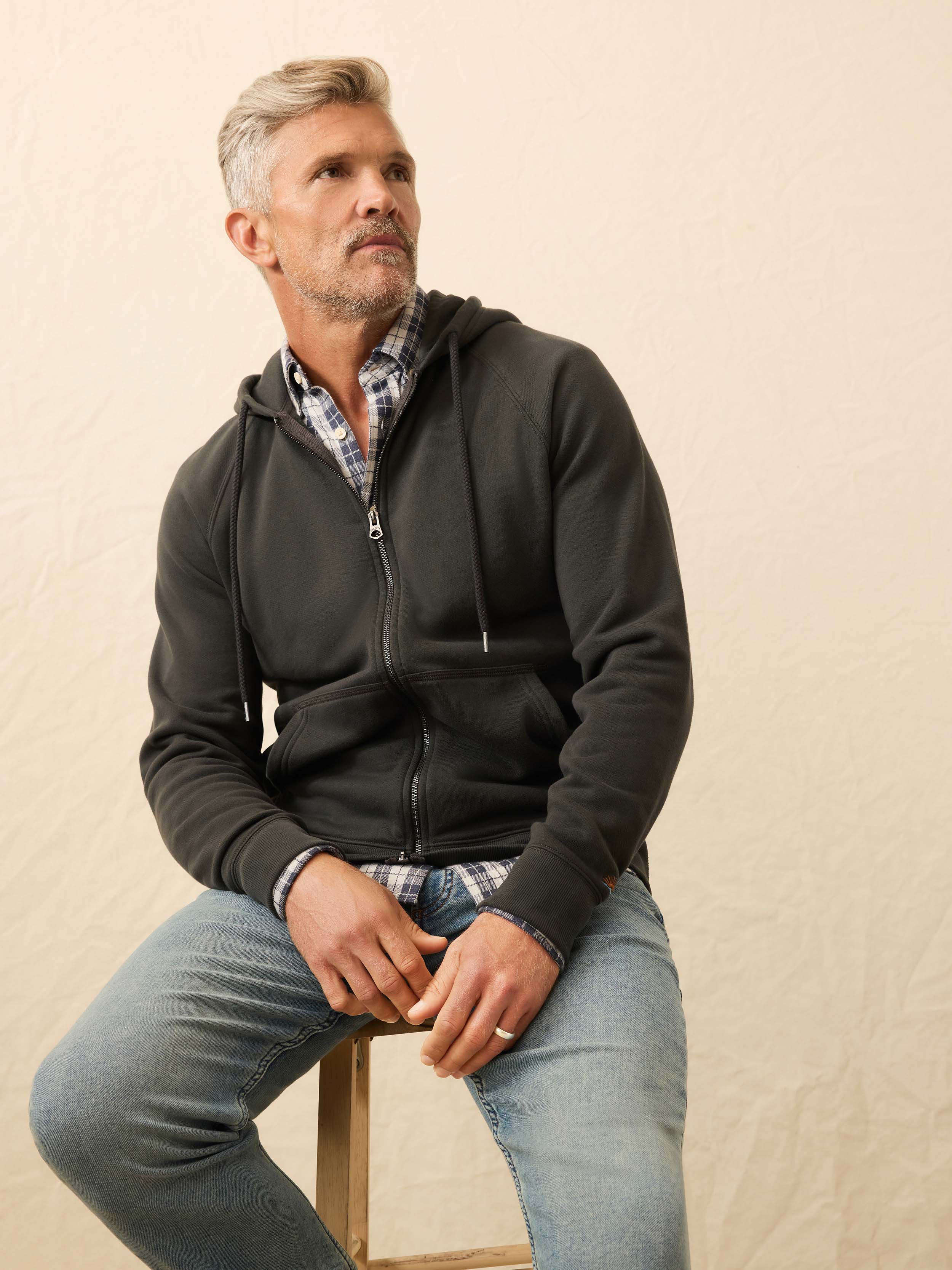 High Standard Fleece Zip Hoodie - Mountain Black