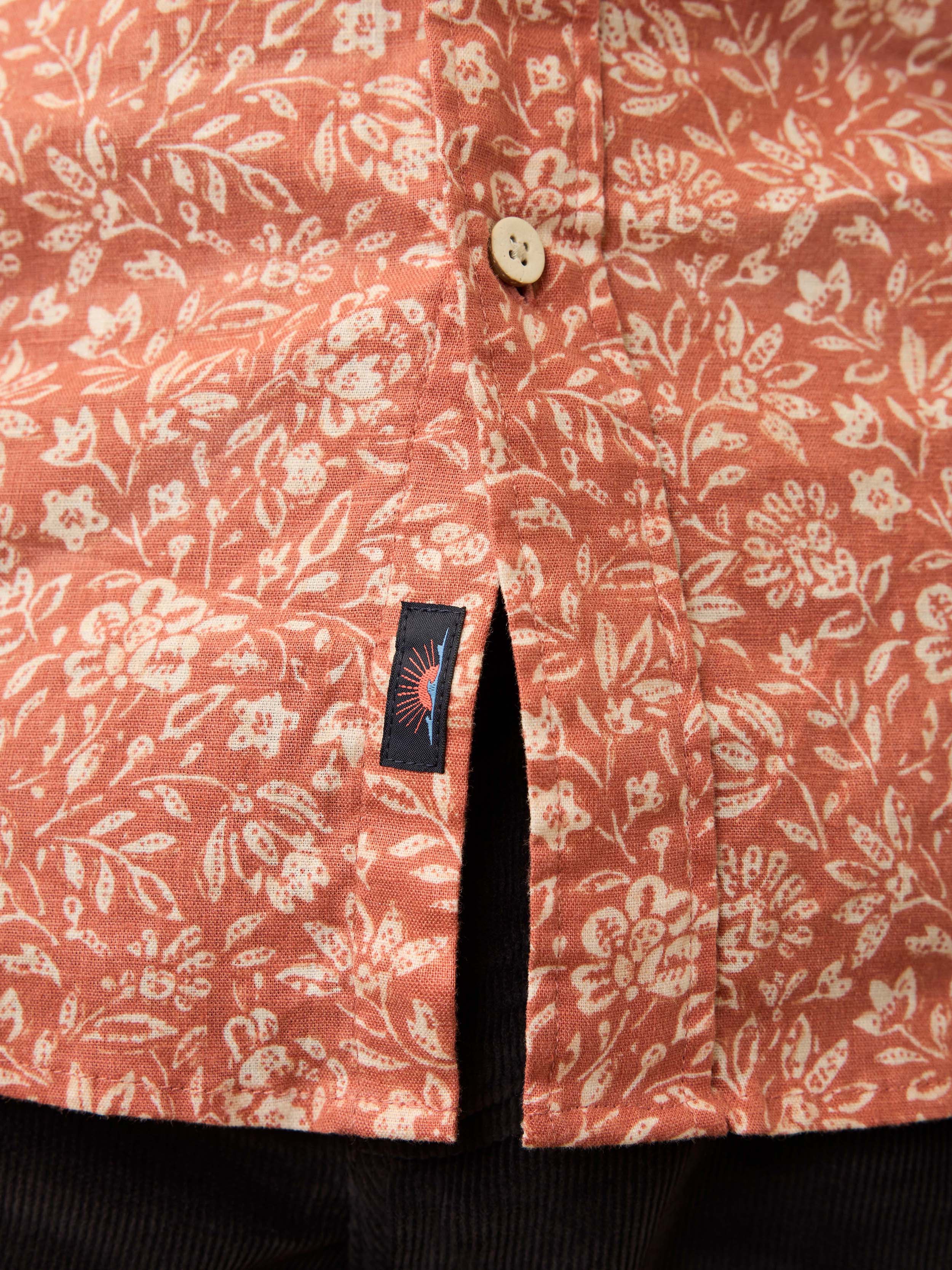 Short- Sleeve Breeze Shirt - Coral Beach Floral