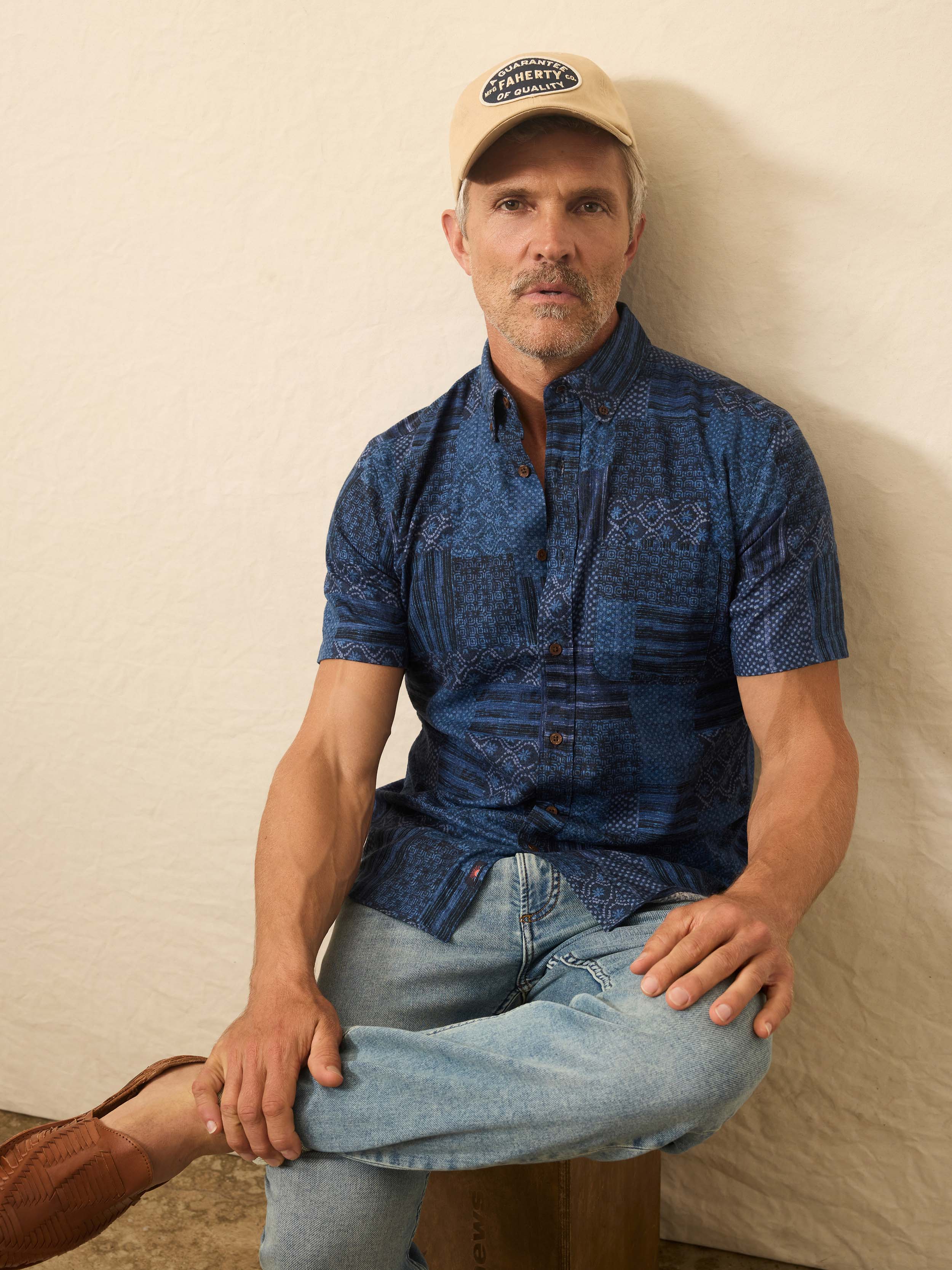 Short-Sleeve Breeze Shirt - Harbor Blues Patchwork