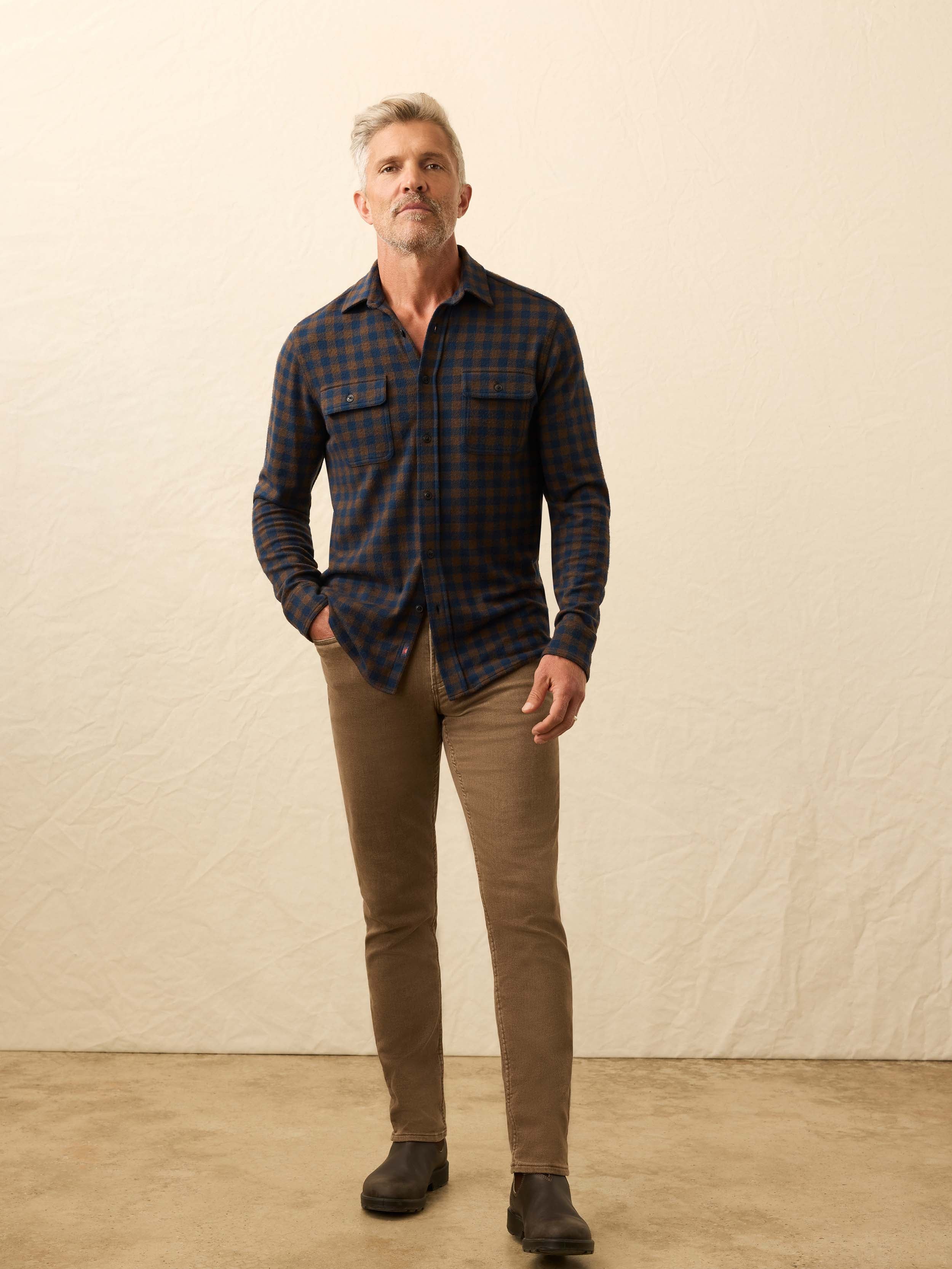 Legend™ Sweater Shirt - Navy Woodland Check