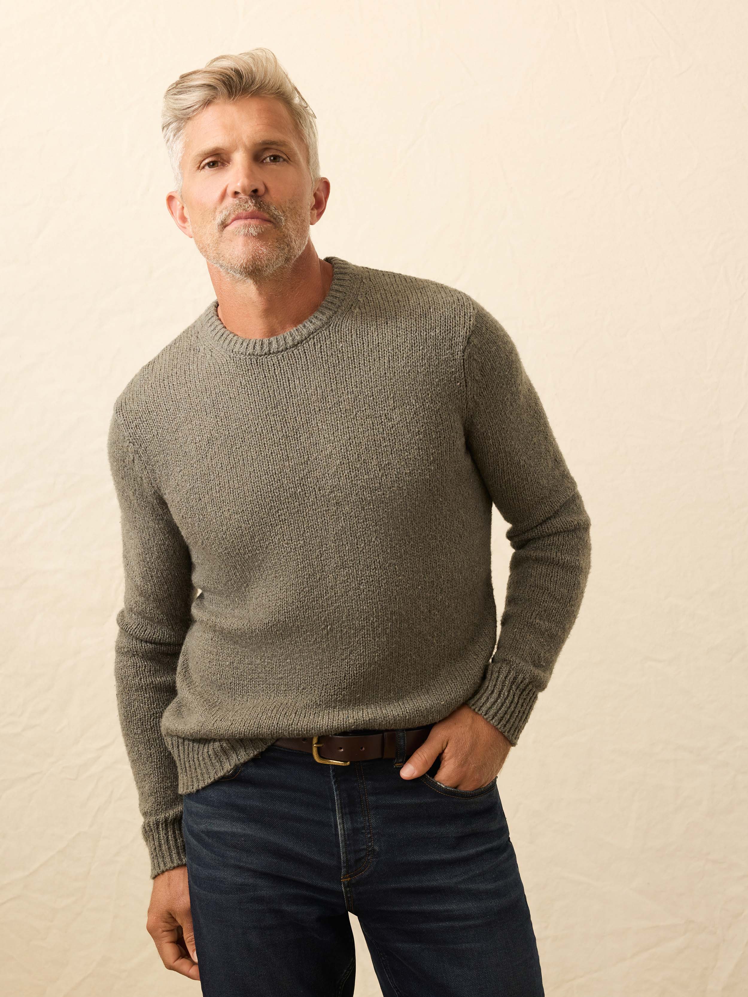 Heirloom Crewneck Sweater - Olive Cove