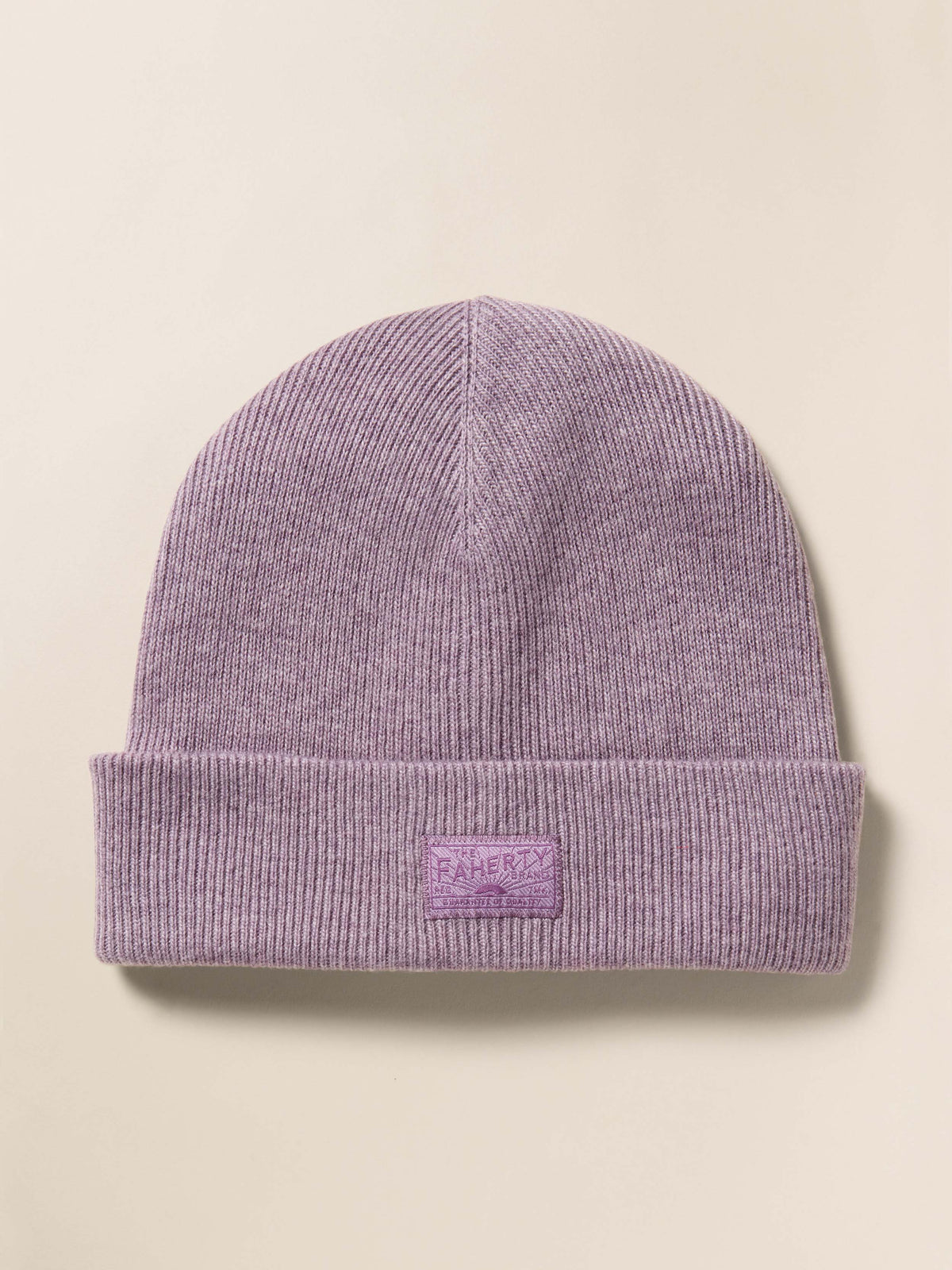 Faherty 100% Cashmere Ribbed Beanie, Purple, Brand-new! $128 MSRP. Faherty Essential Beanie - Vintage Violet | Faherty Brand main image 3