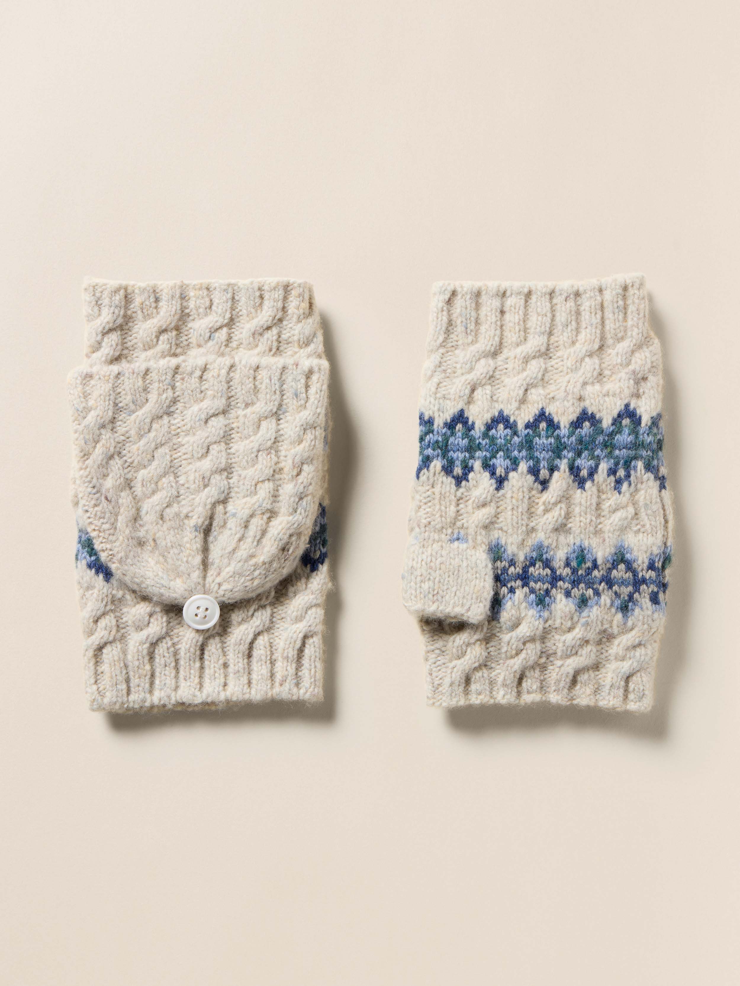 Highland Fairisle Pop Top Mitten - Snow