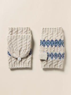 Highland Fairisle Pop Top Mitten - Snow