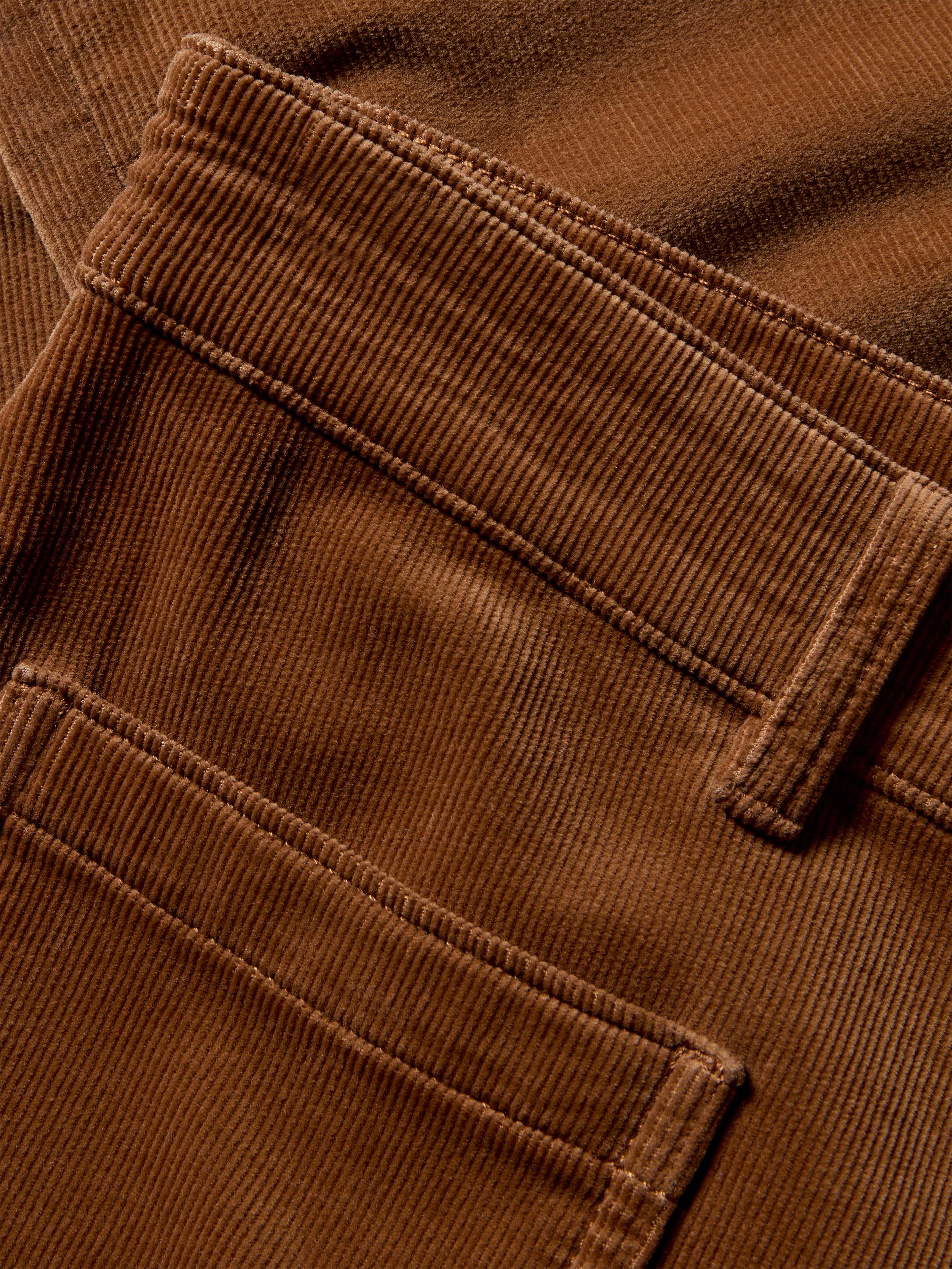 Stretch Terry Cord Patch Pocket Pant - Cord Brown