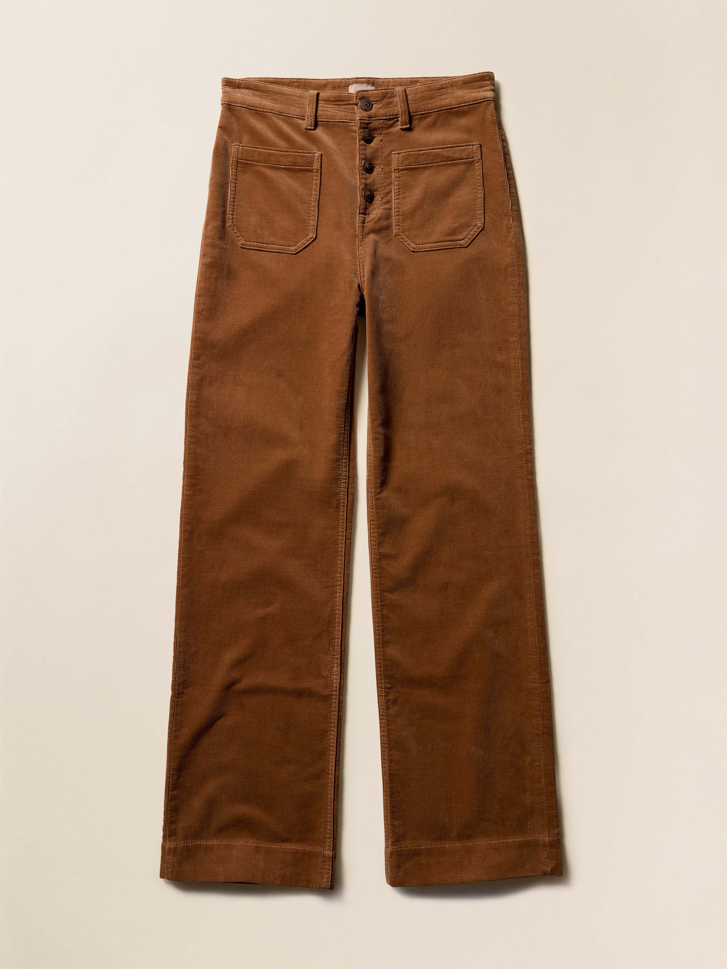 Stretch Terry Cord Patch Pocket Pant - Cord Brown