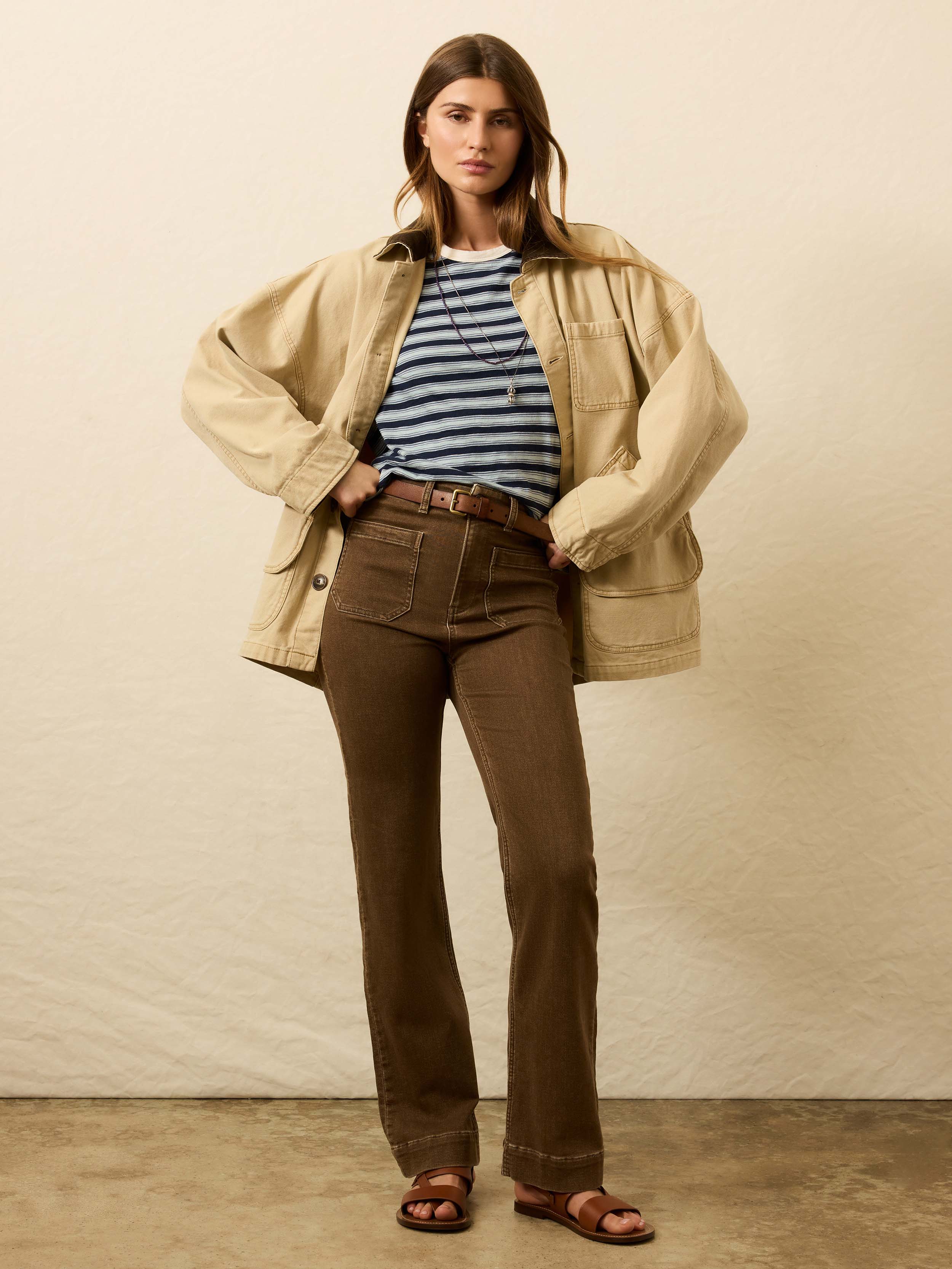 Stretch Terry Patch Pocket Pant - Walnut