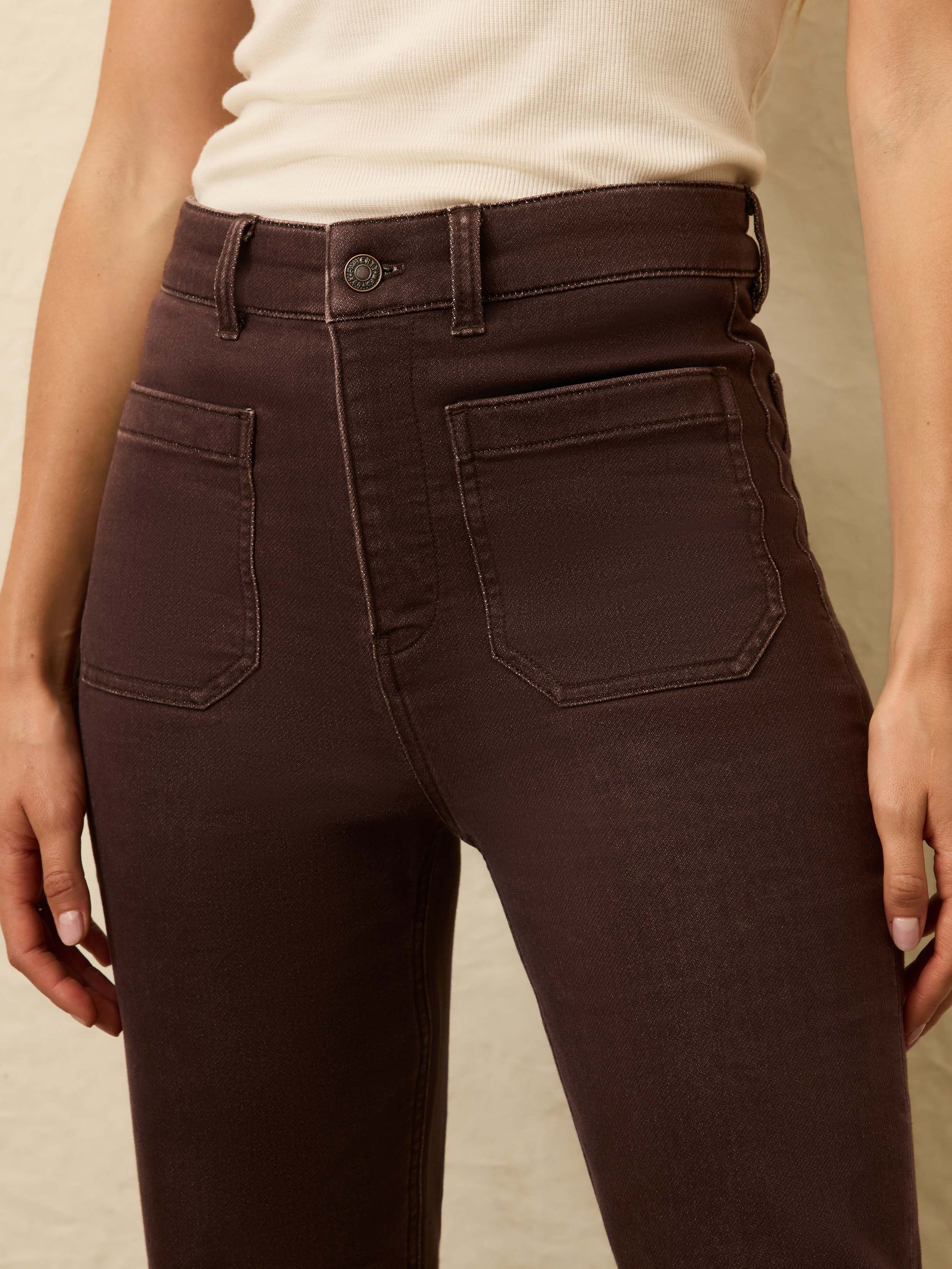 Stretch Terry Patch Pocket Ankle Pant - Northern Brown