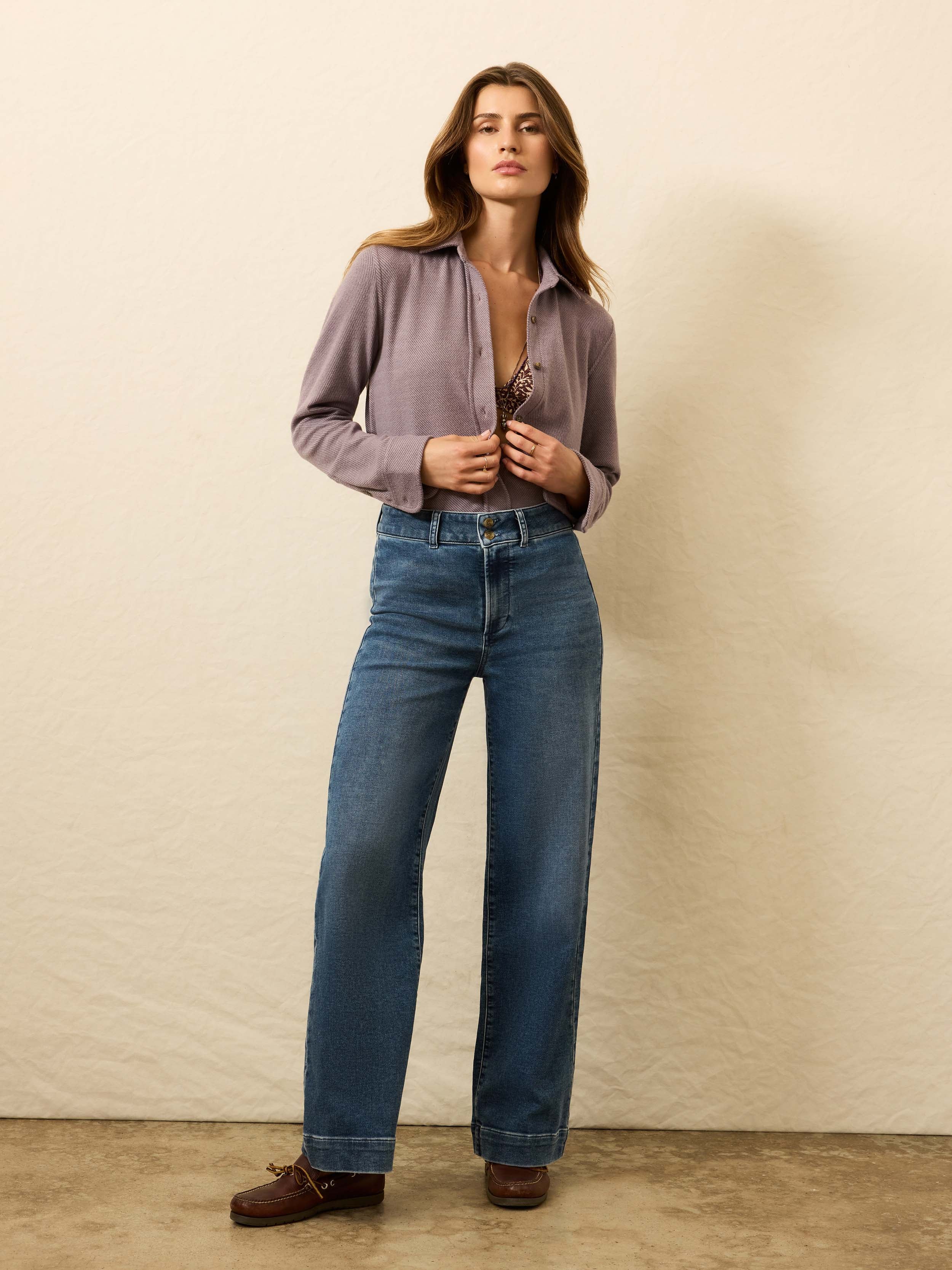Stretch Terry Sailor Trouser - Bayshore Wash