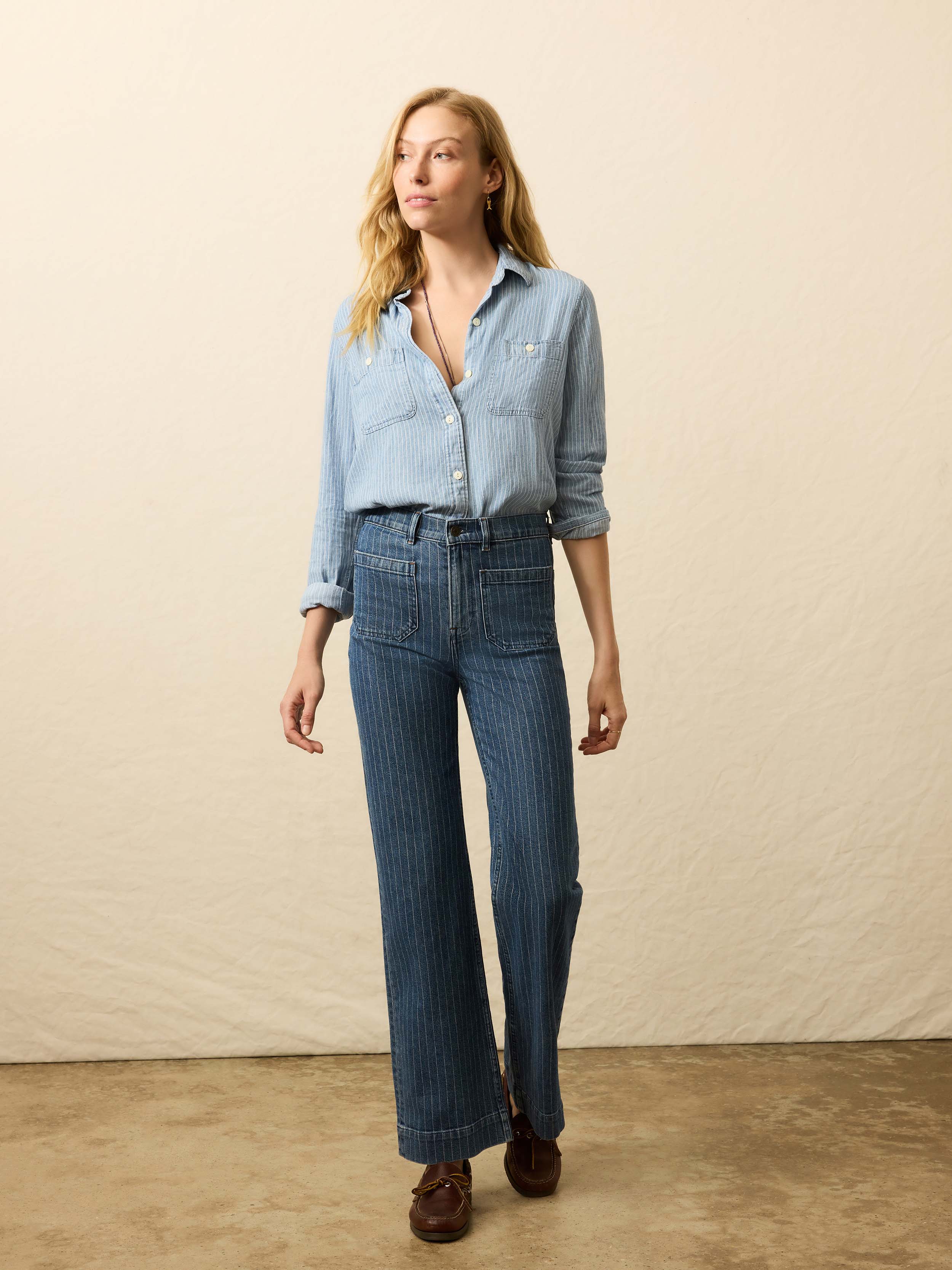 Sunwashed Denim Patch Pocket Pant - Dusk Stripe Wash