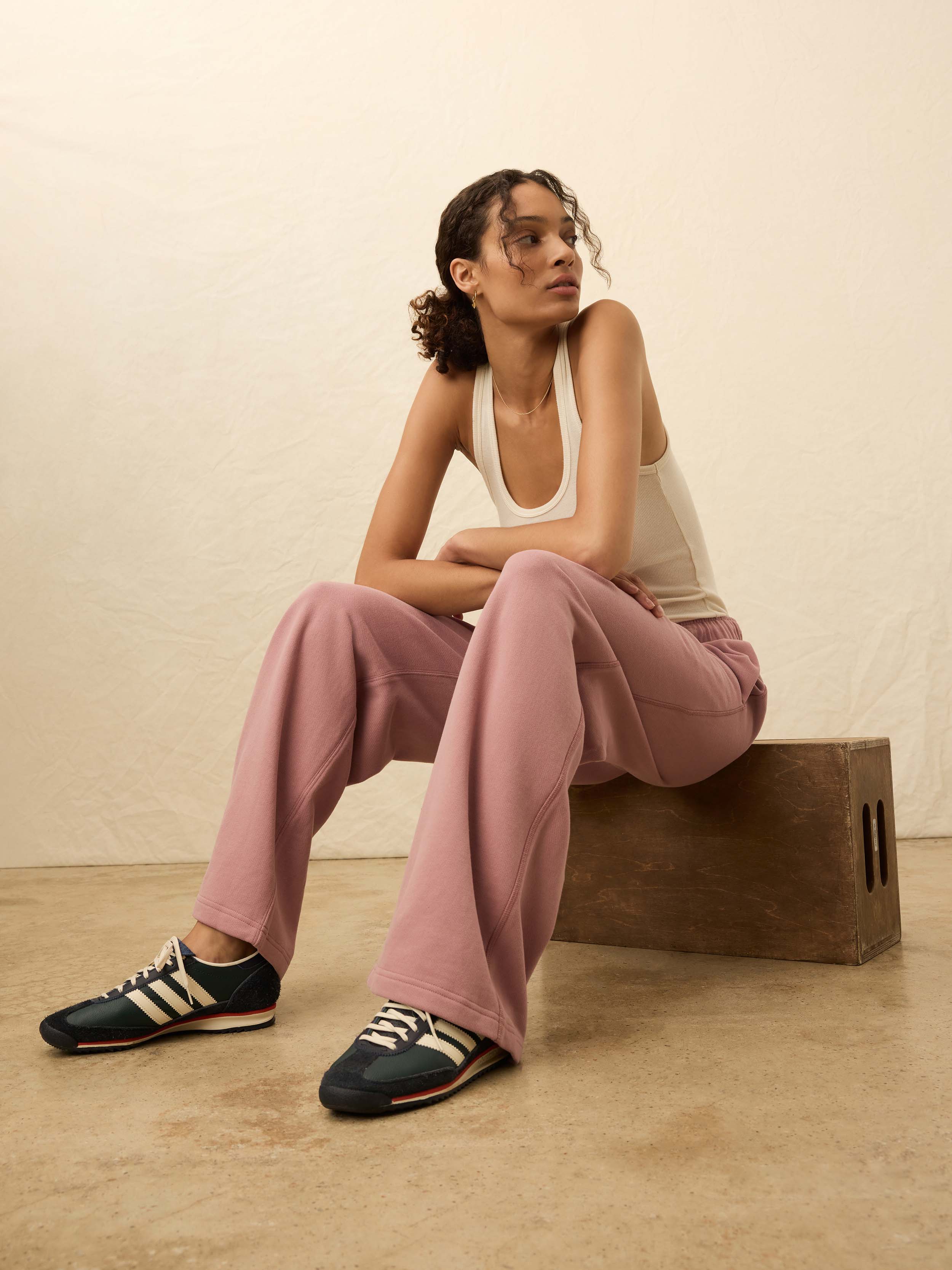 High Standard Fleece Wide Leg Sweatpant - Nostalgia Rose