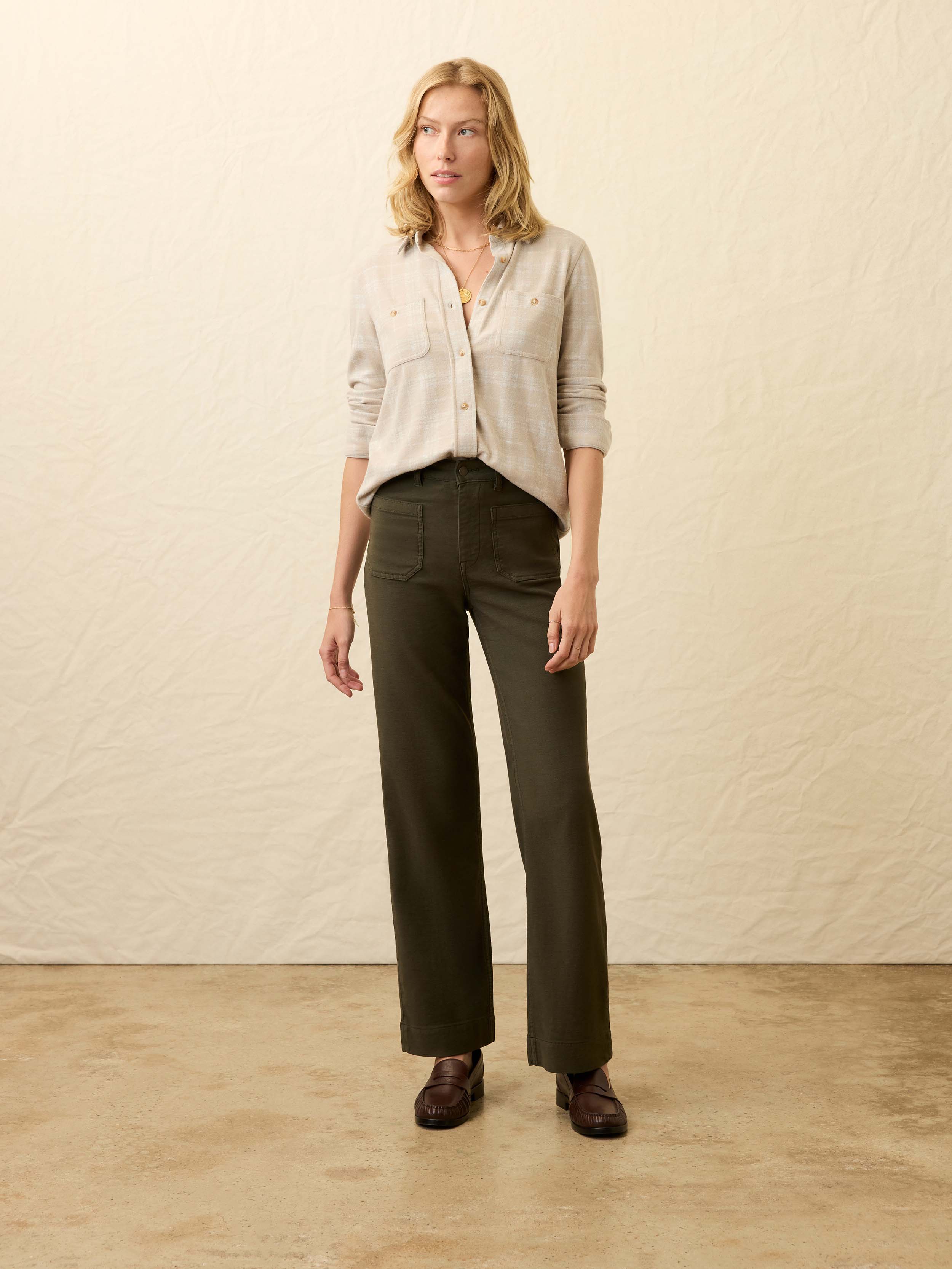 Stretch Terry Patch Pocket Pant - Forest Olive