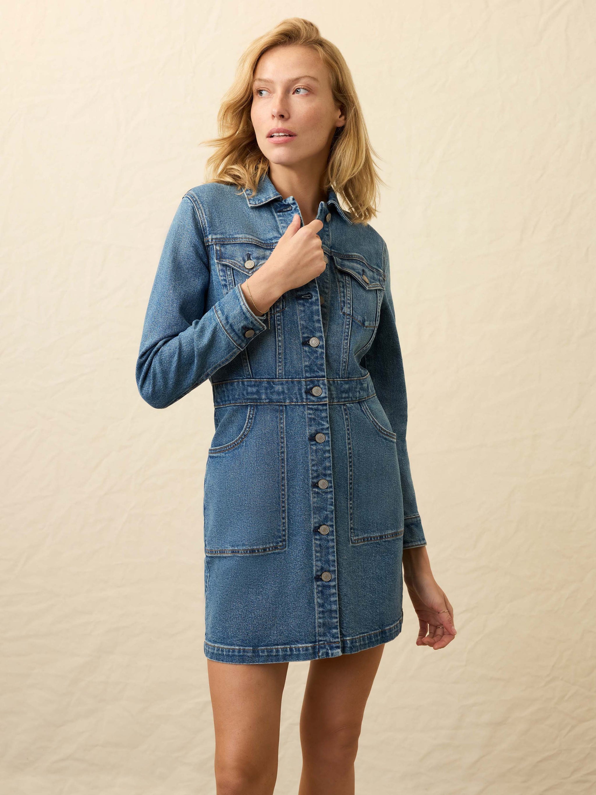 Michelle Denim Dress Sea Bright Wash Faherty Brand