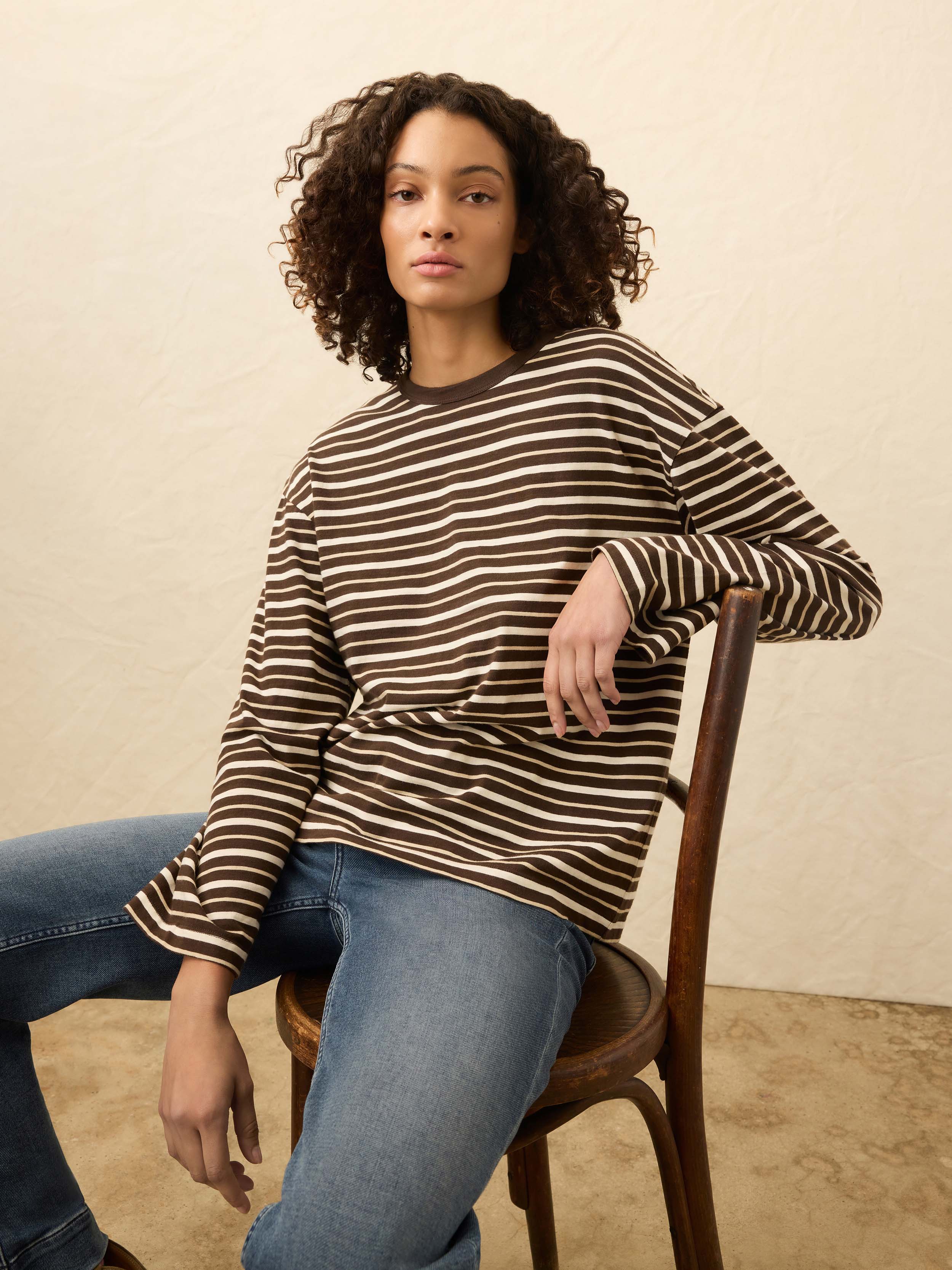 Sunwashed Long-Sleeve Retro Tee - Sand Drift Stripe