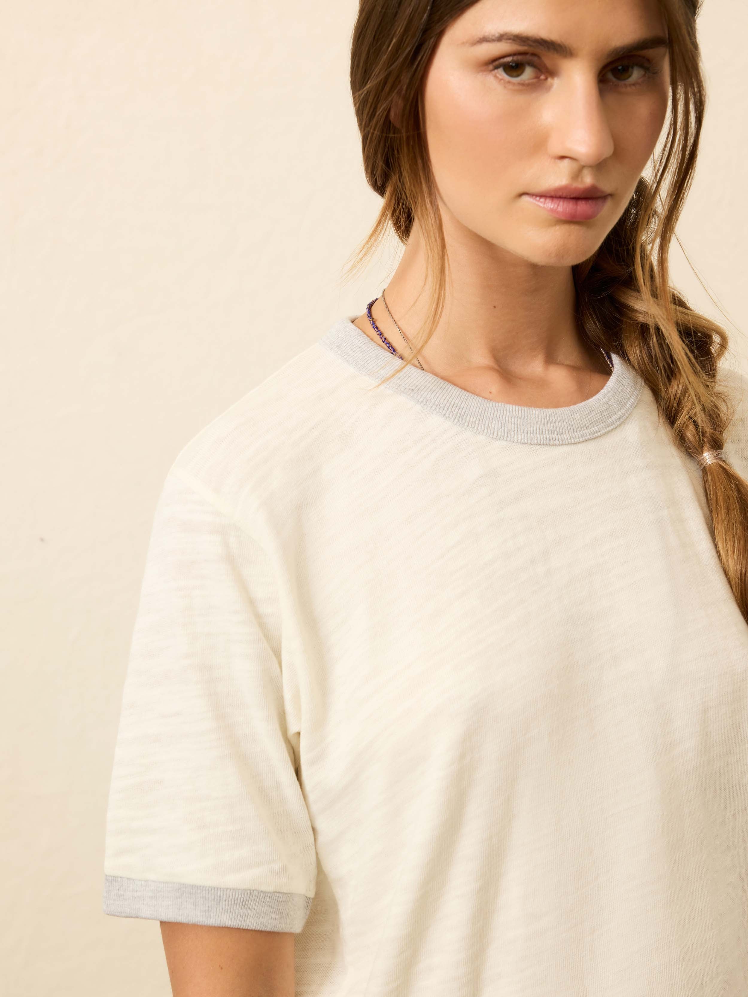Sunwashed Slub Camp Tee - Egret