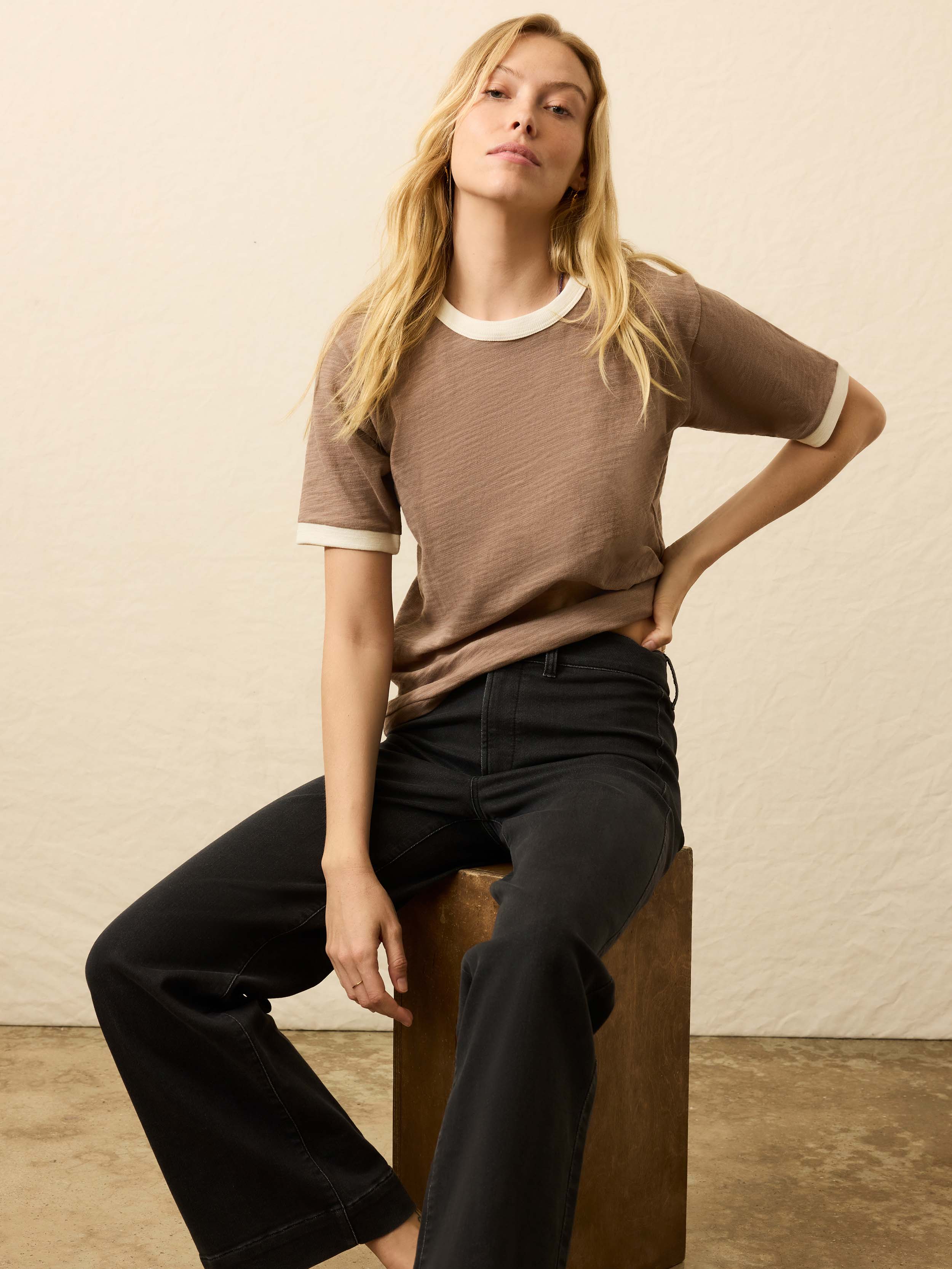 Sunwashed Slub Camp Tee - Wood Smoke