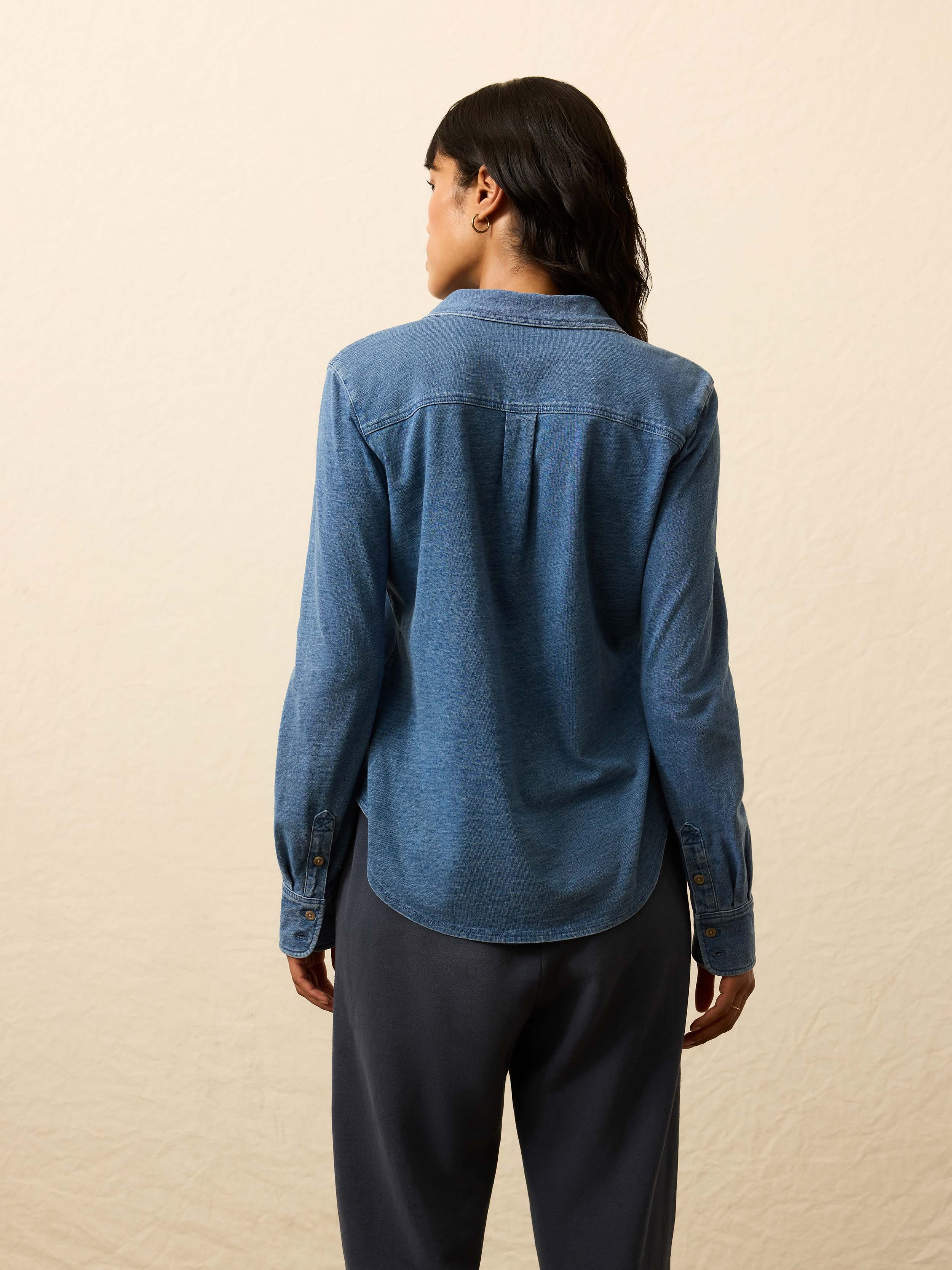 Sunwashed Knit Shirt - Medium Indigo Wash