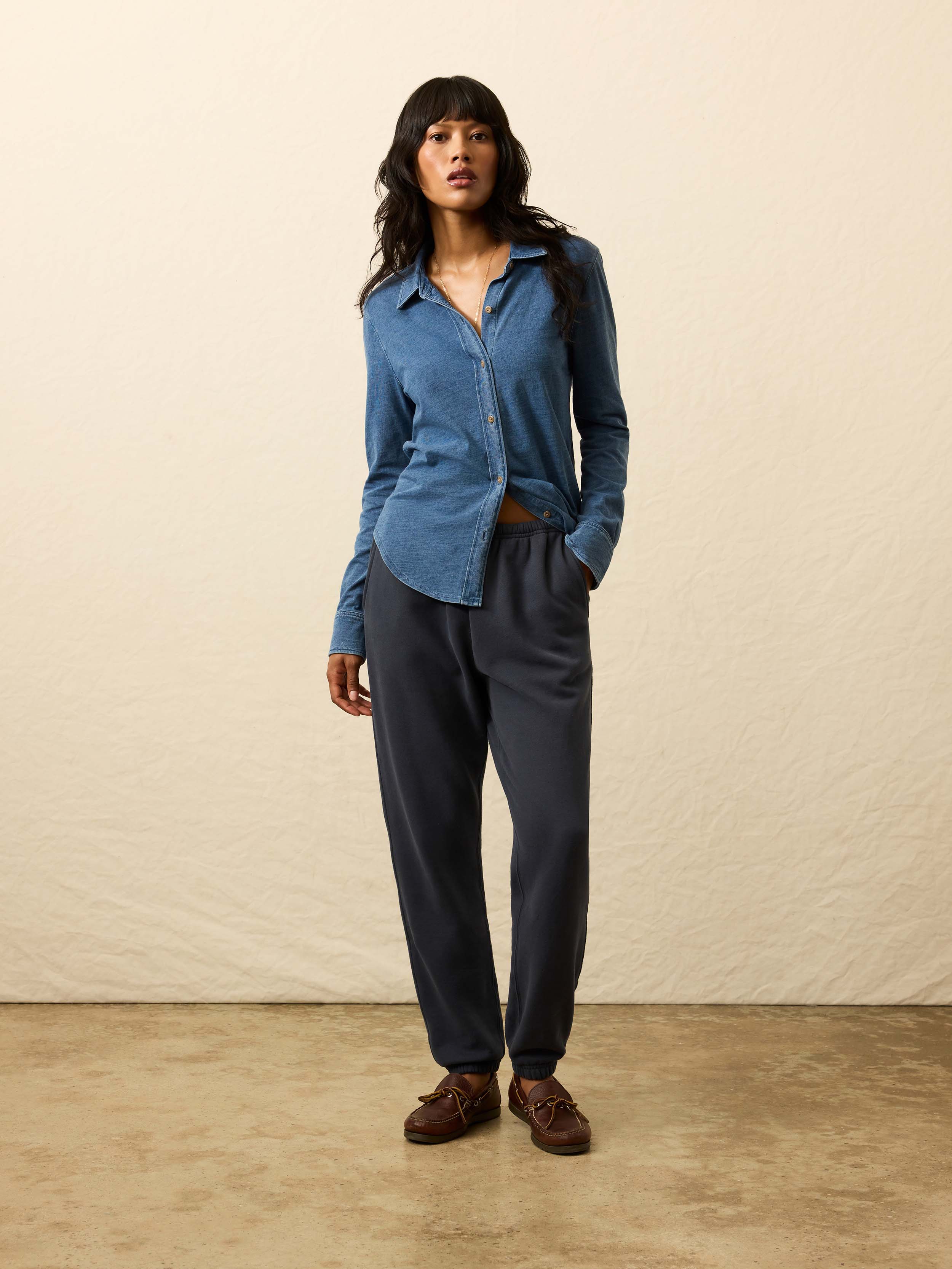 Sunwashed Knit Shirt - Medium Indigo Wash