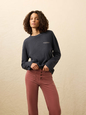 Sunwashed Slub Long-Sleeve Relaxed Tee - Blue Nights