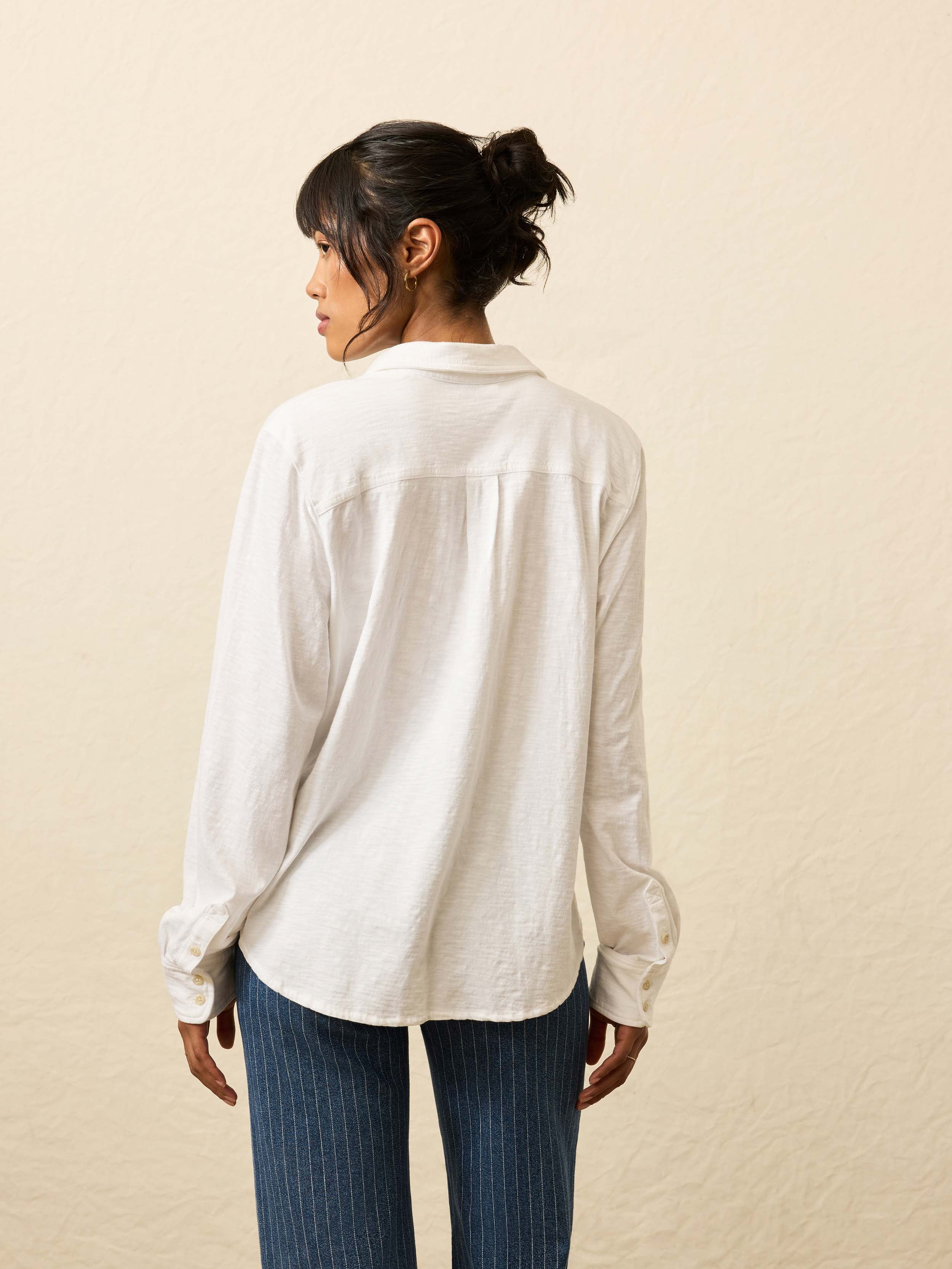 Sunwashed Regenerative Cotton Knit Shirt - White