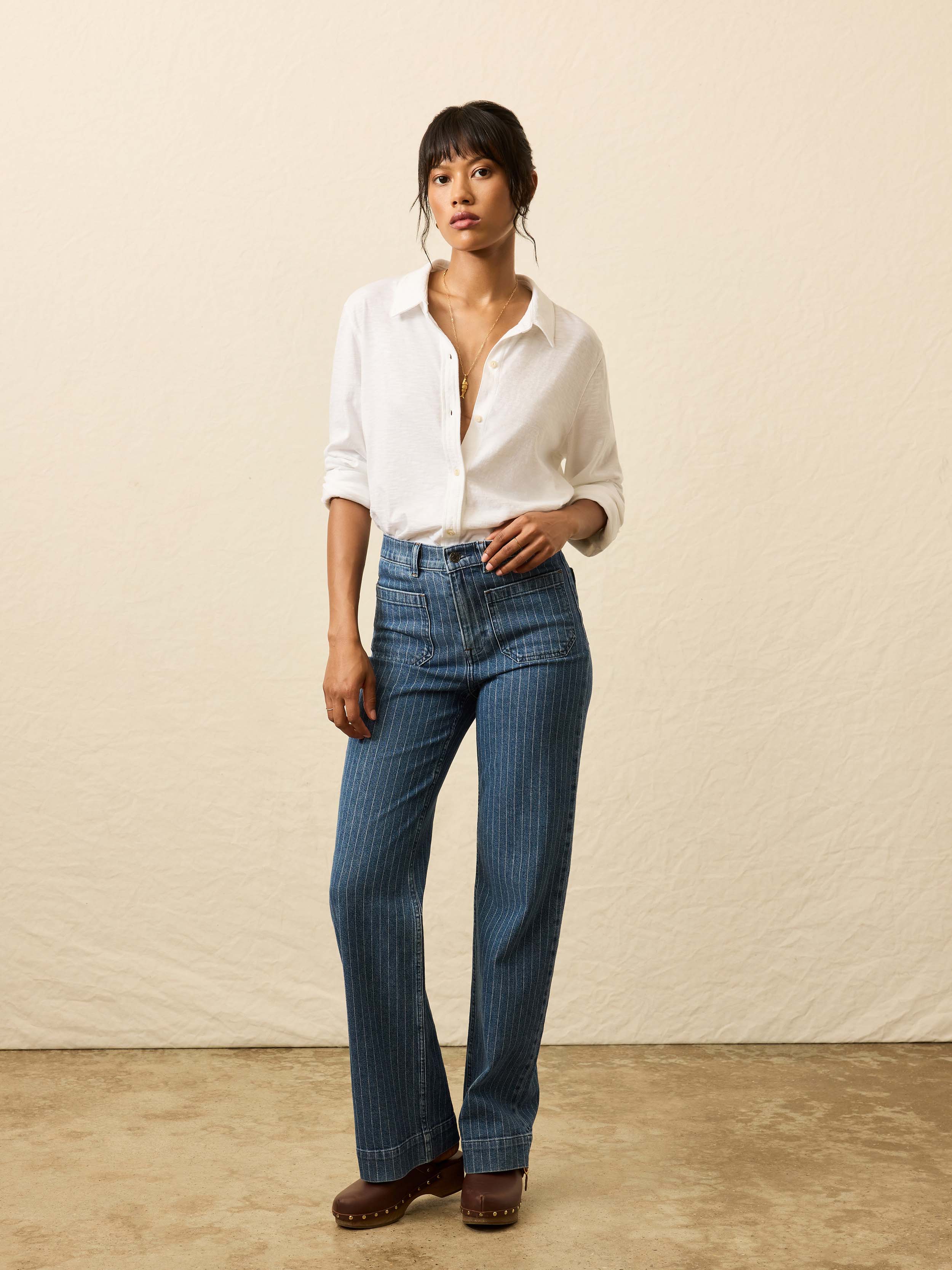Sunwashed Regenerative Cotton Knit Shirt - White