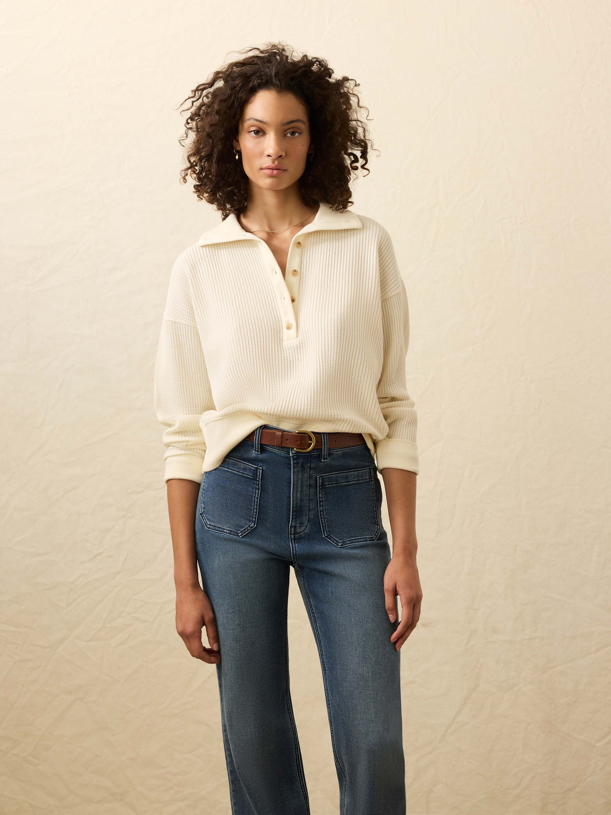 Après Waffle Henley - Coastal Cream